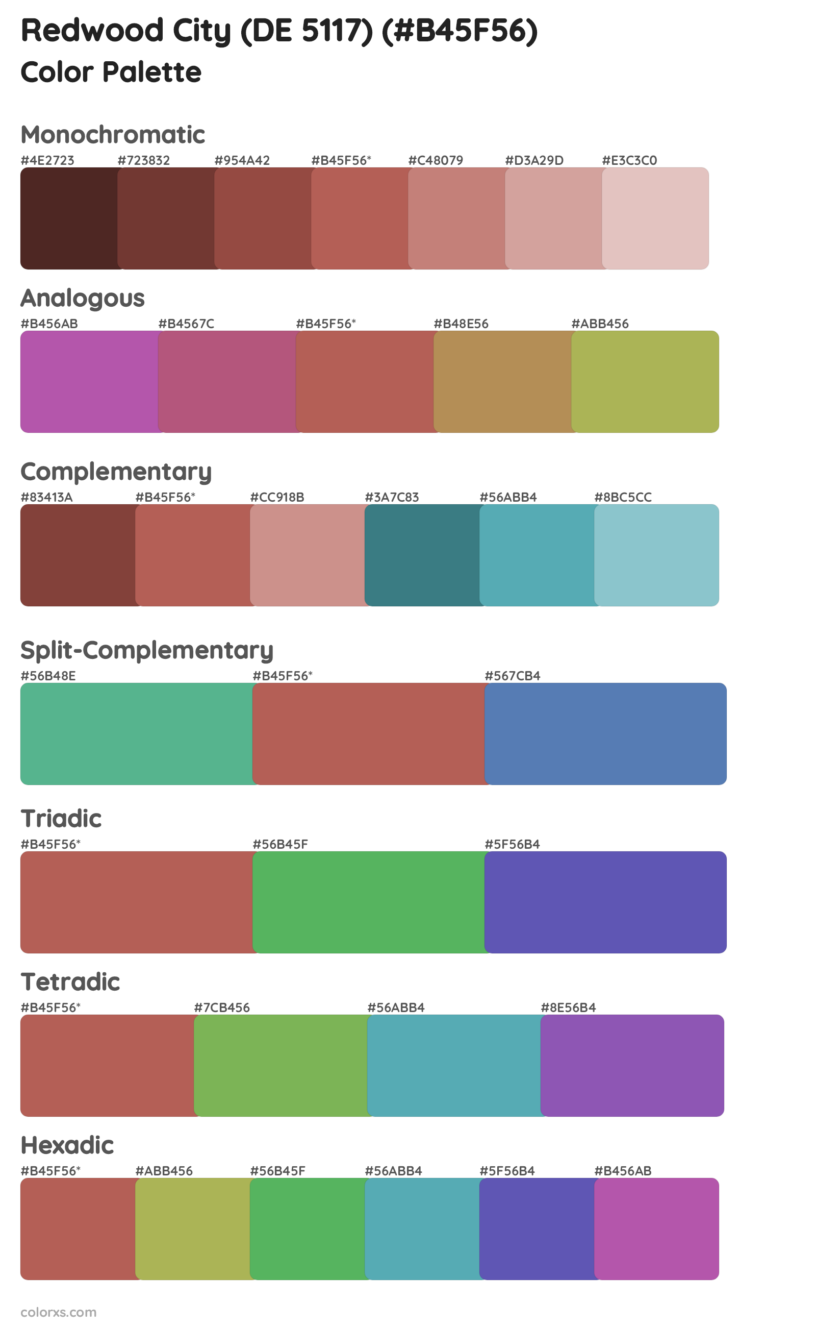 Redwood City (DE 5117) Color Scheme Palettes