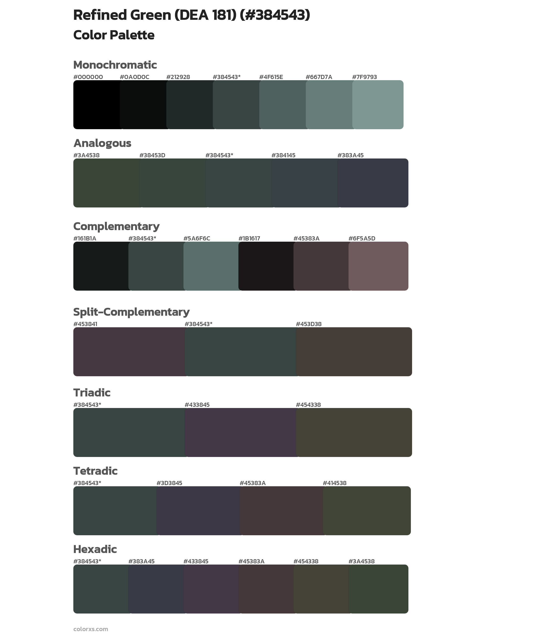 Refined Green (DEA 181) Color Scheme Palettes