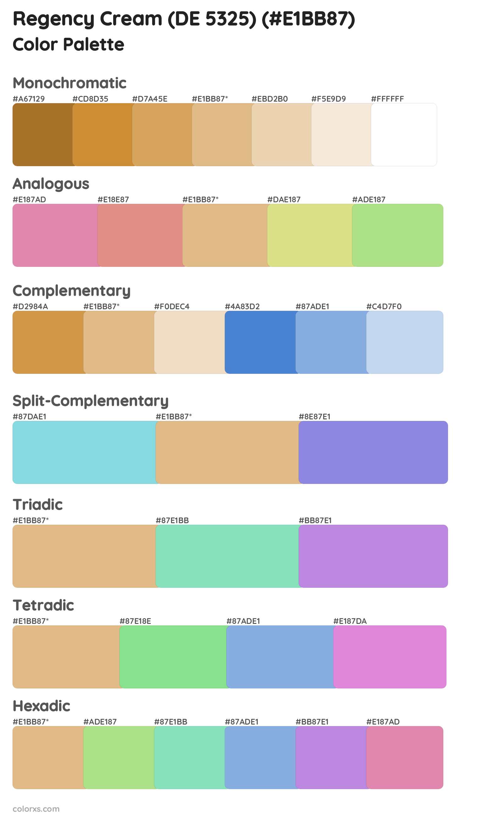 Regency Cream (DE 5325) Color Scheme Palettes