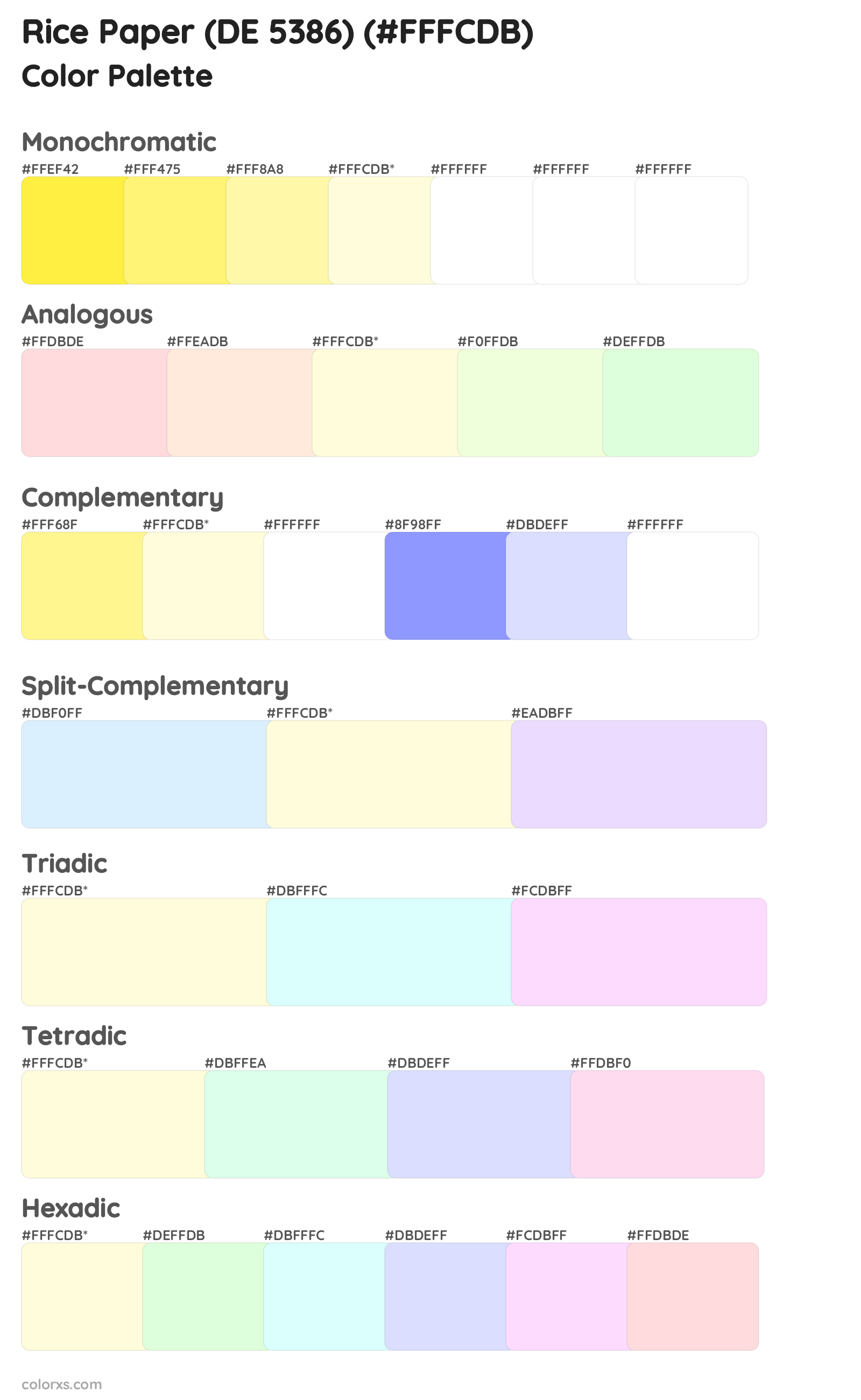 Rice Paper (DE 5386) Color Scheme Palettes