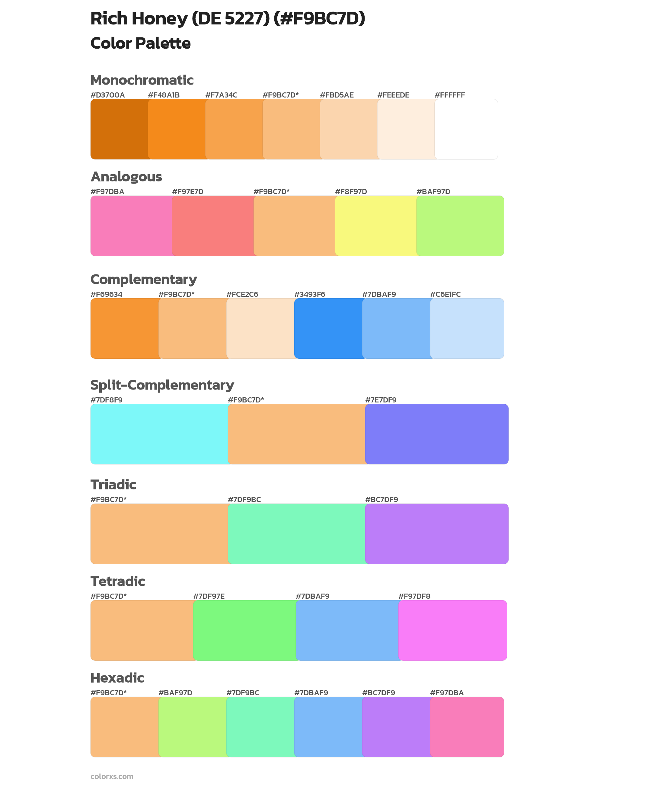 Rich Honey (DE 5227) Color Scheme Palettes