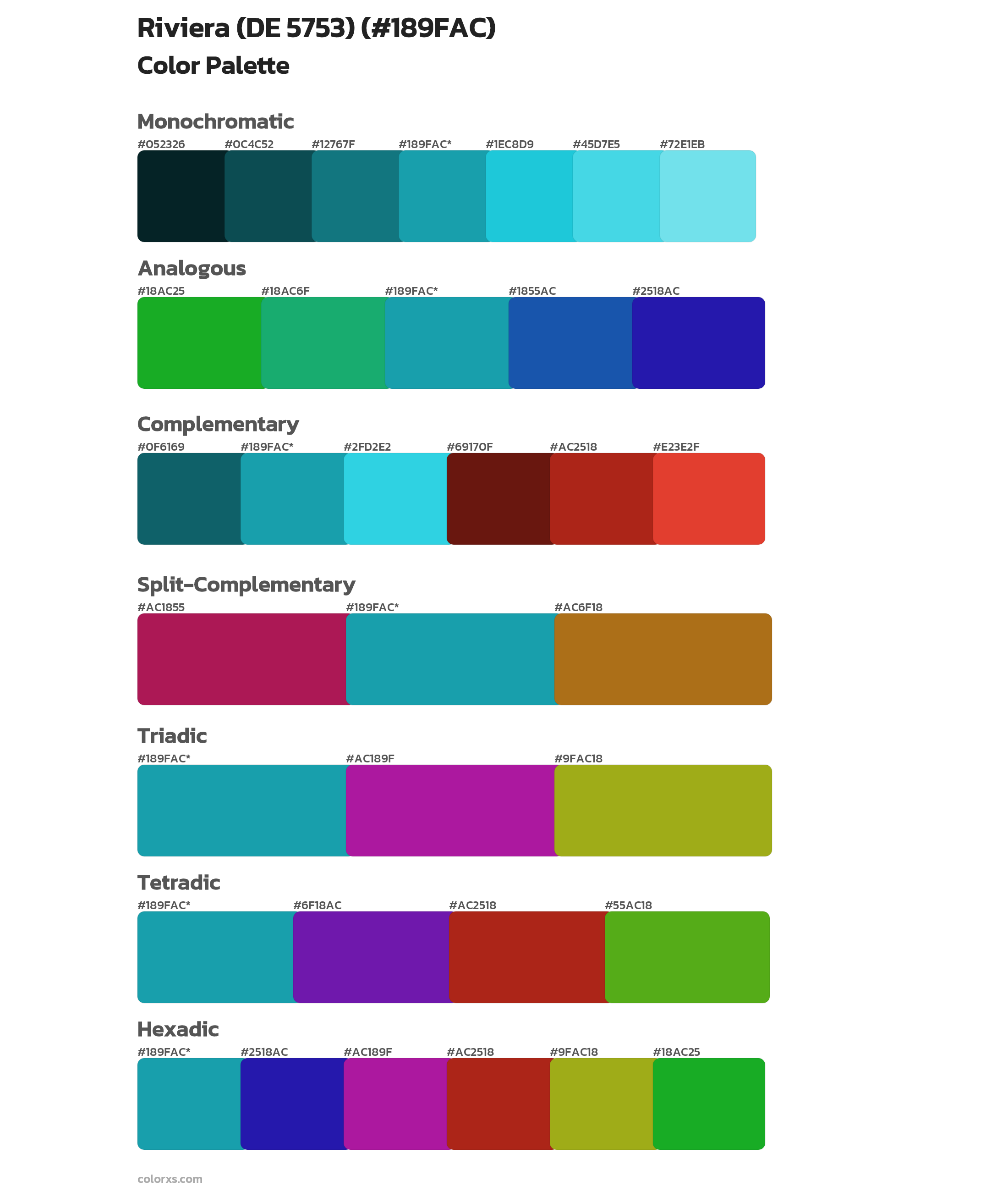 Riviera (DE 5753) Color Scheme Palettes