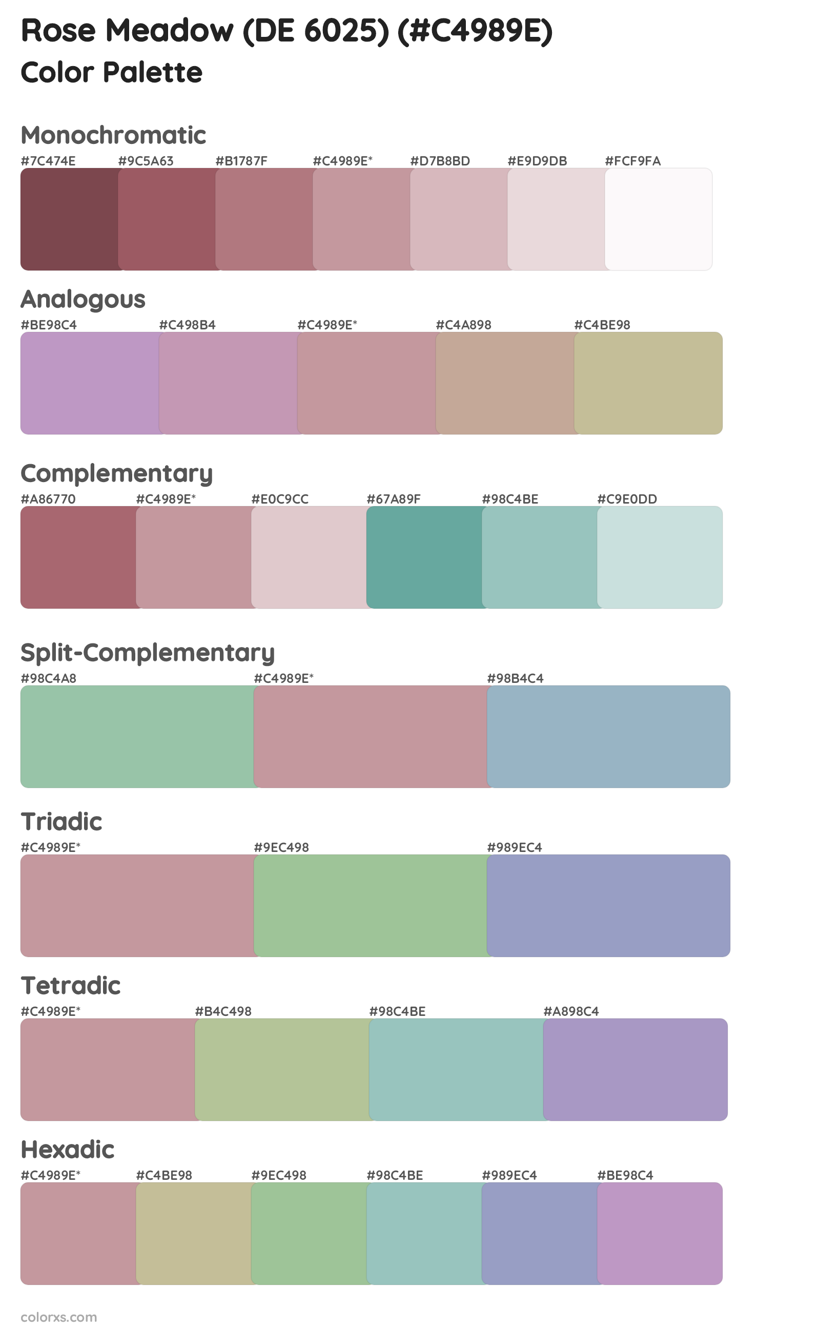 Rose Meadow (DE 6025) Color Scheme Palettes