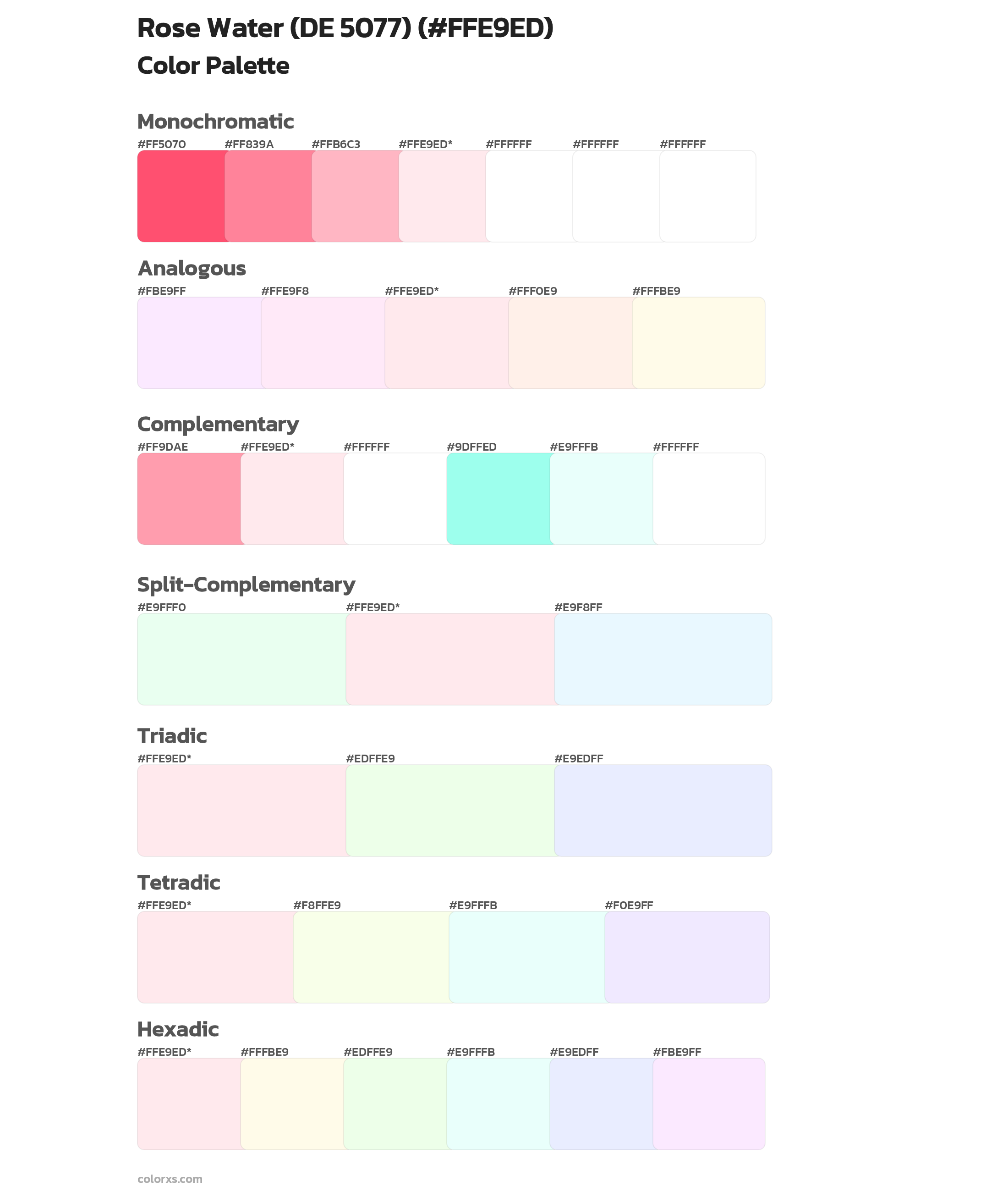 Rose Water (DE 5077) Color Scheme Palettes