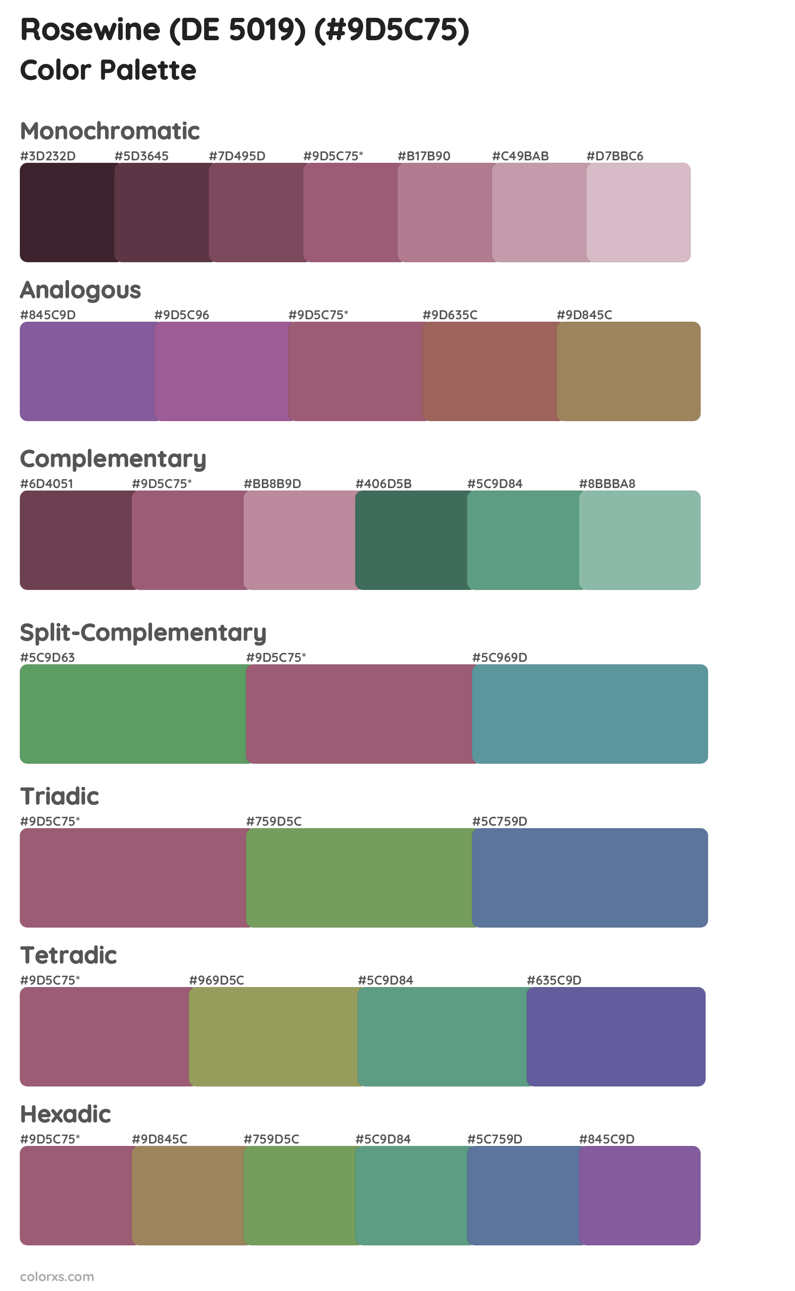 Rosewine (DE 5019) Color Scheme Palettes