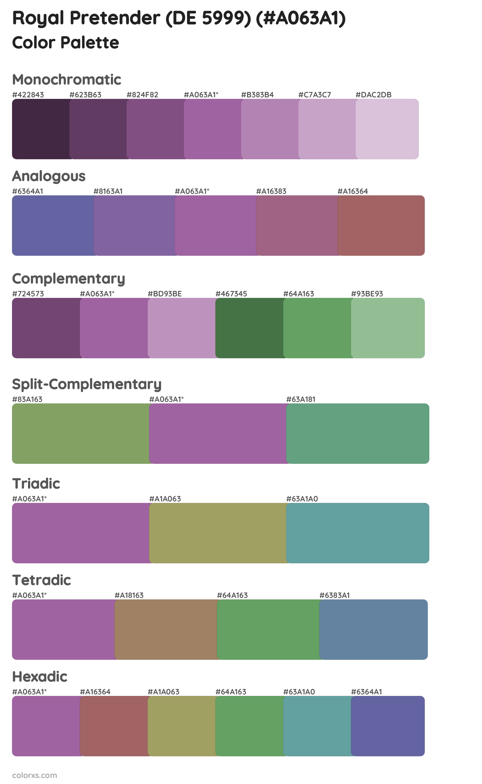 Royal Pretender (DE 5999) Color Scheme Palettes