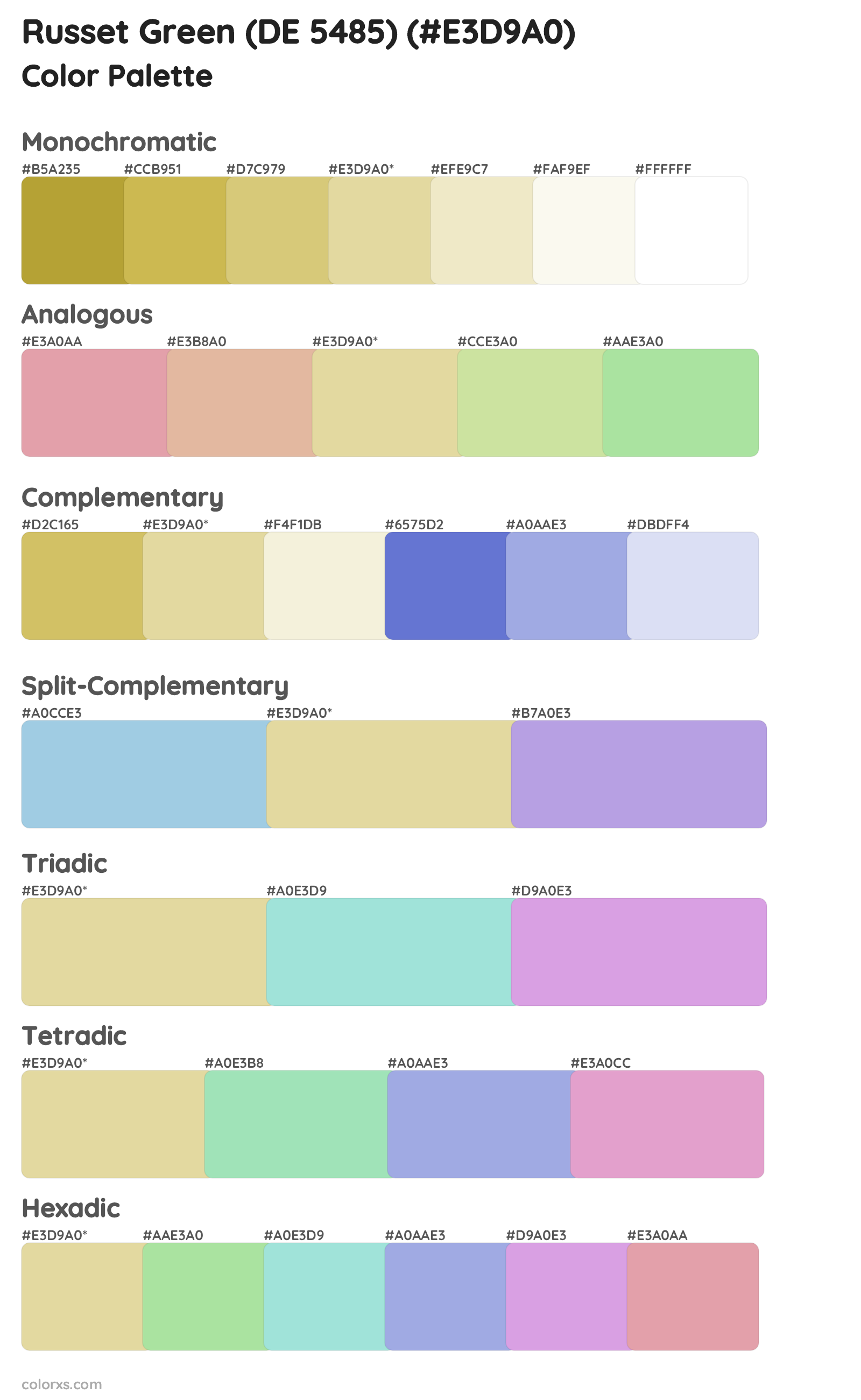 Russet Green (DE 5485) Color Scheme Palettes