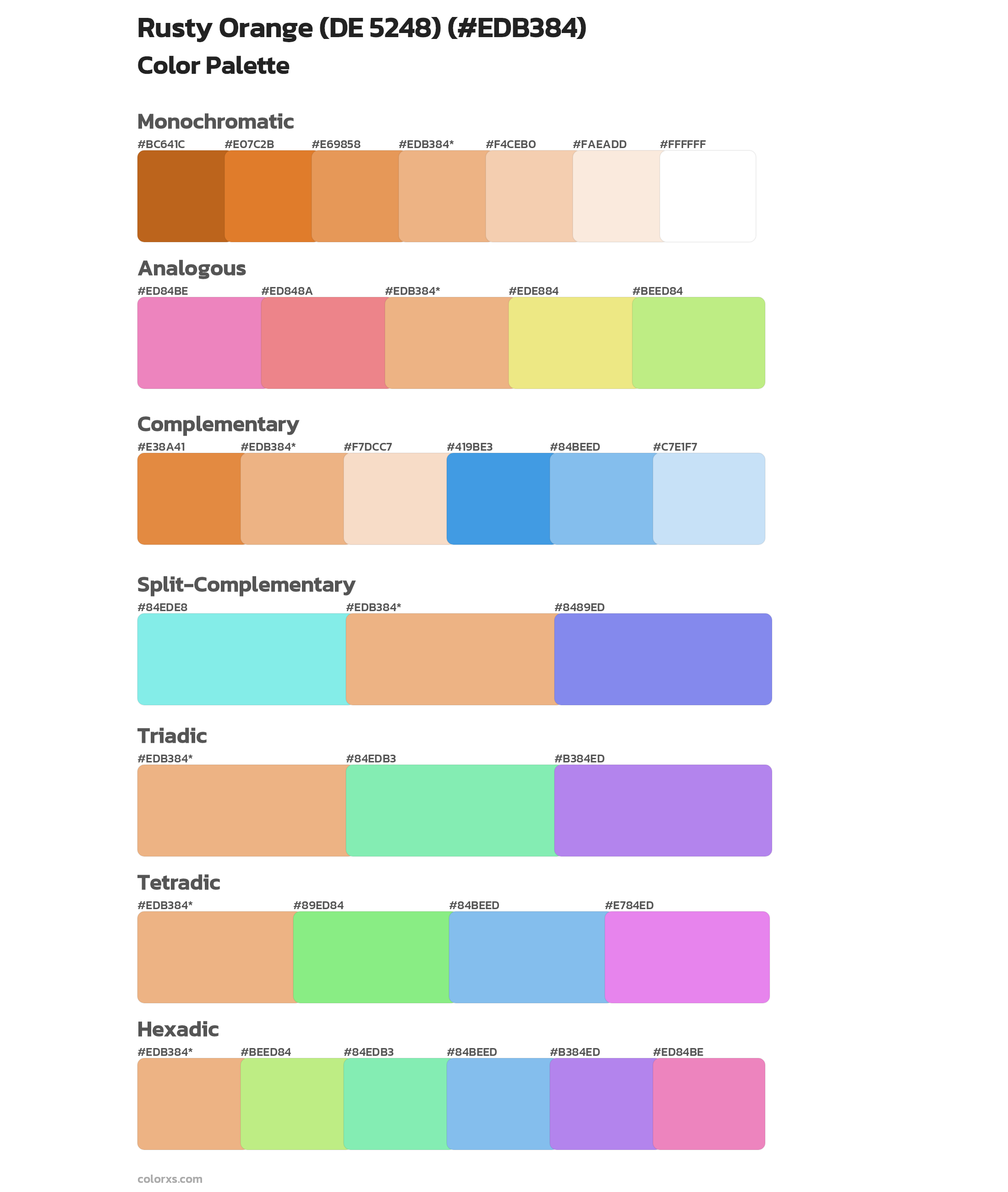 Rusty Orange (DE 5248) Color Scheme Palettes