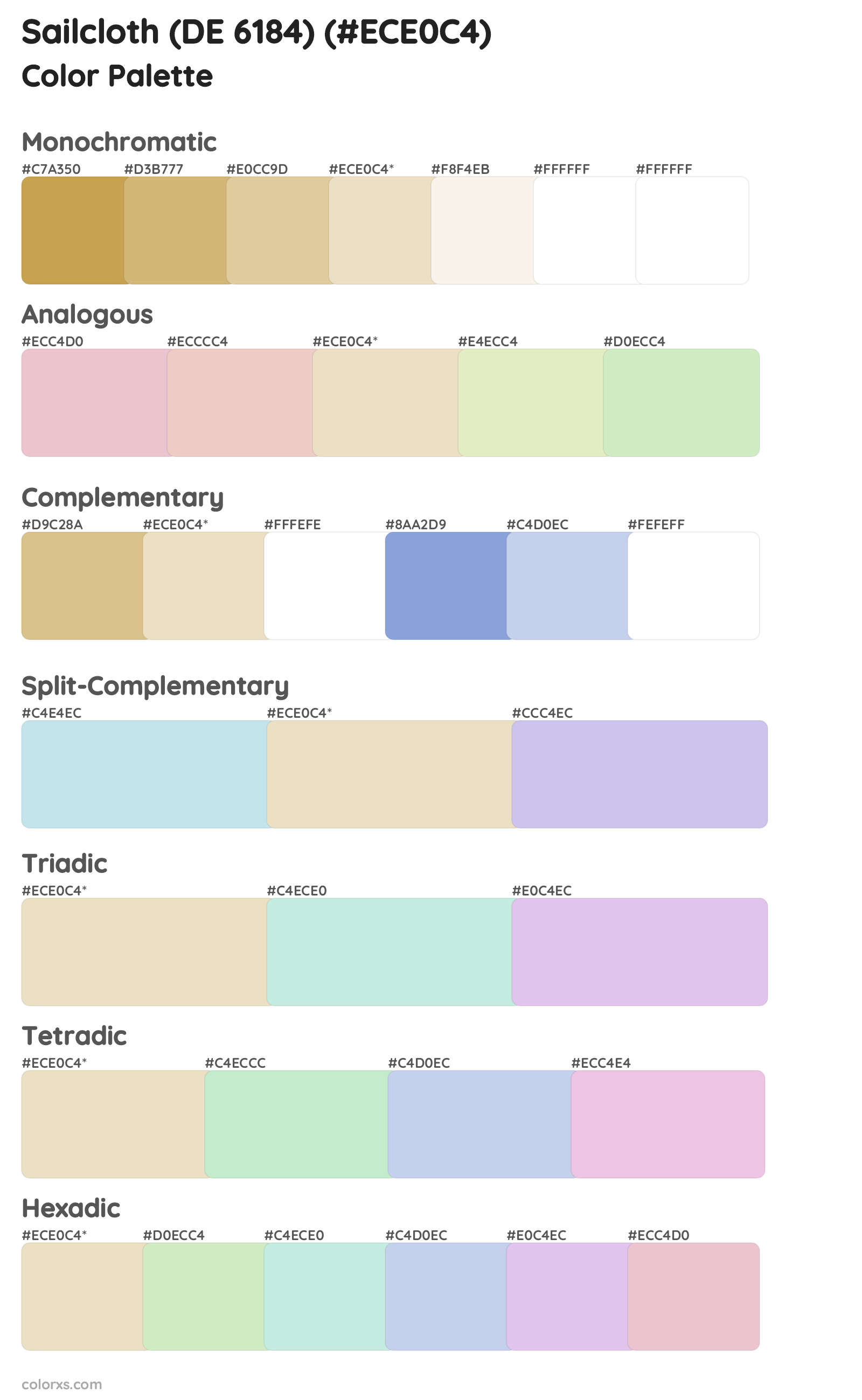 Sailcloth (DE 6184) Color Scheme Palettes