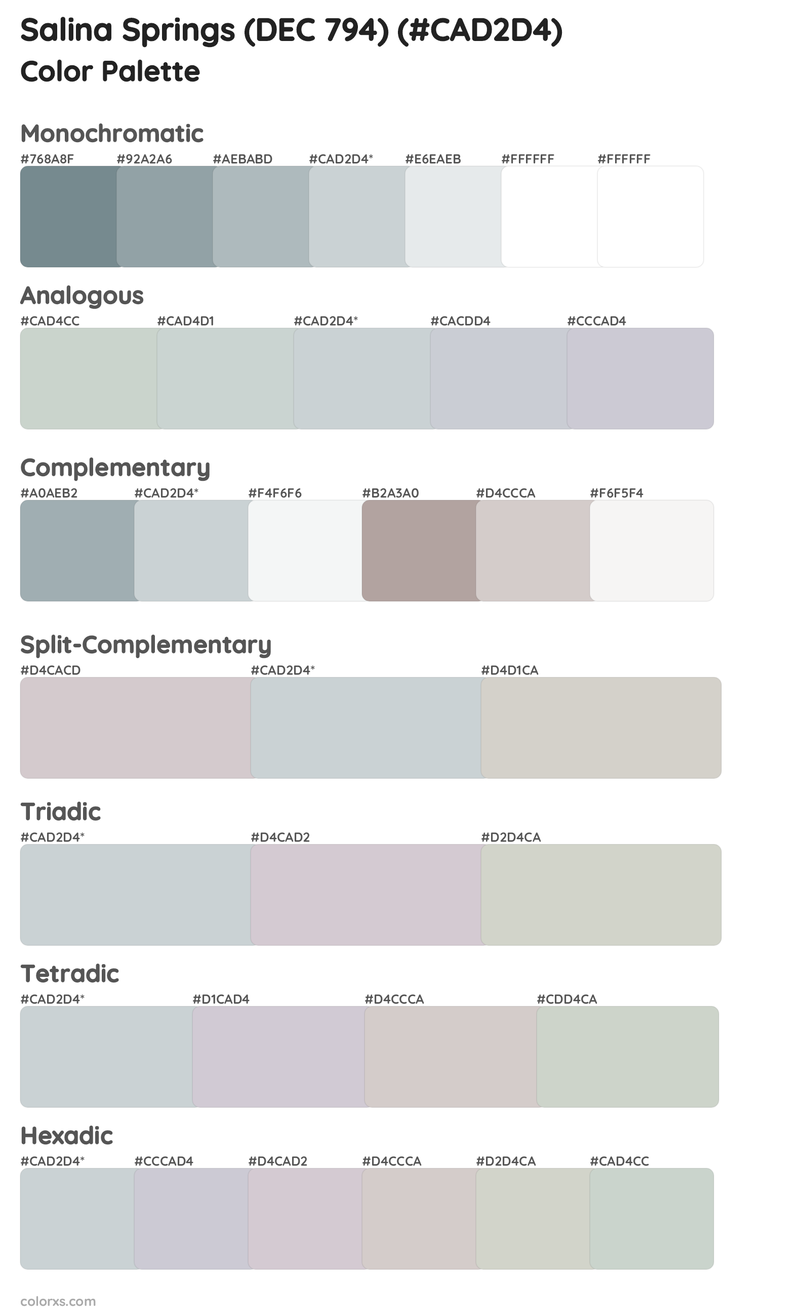 Salina Springs (DEC 794) Color Scheme Palettes