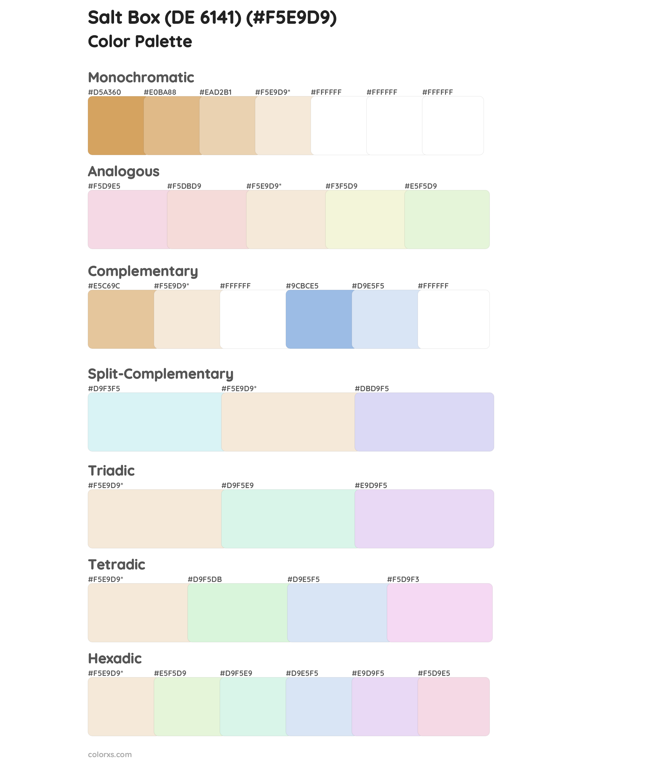 Salt Box (DE 6141) Color Scheme Palettes