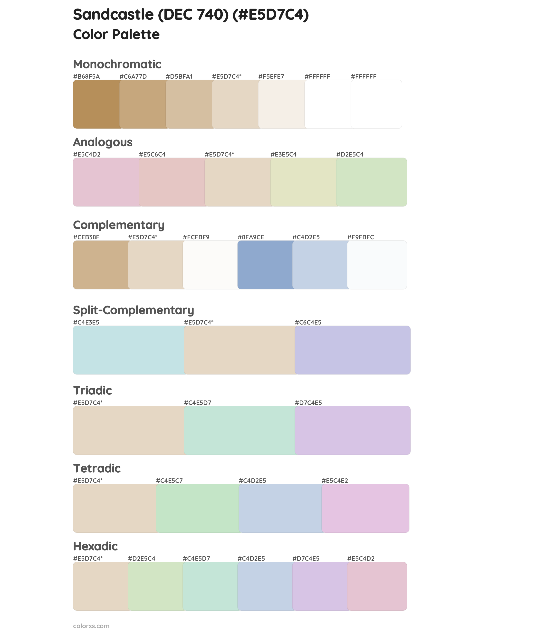 Sandcastle (DEC 740) Color Scheme Palettes