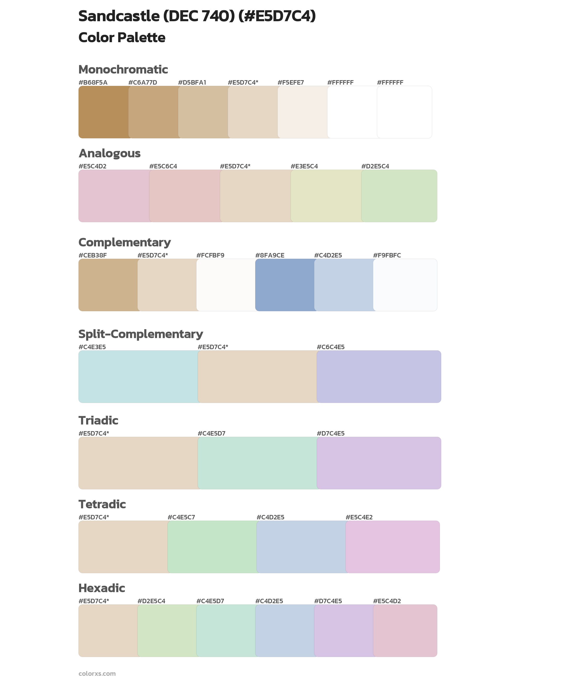 Sandcastle (DEC 740) Color Scheme Palettes