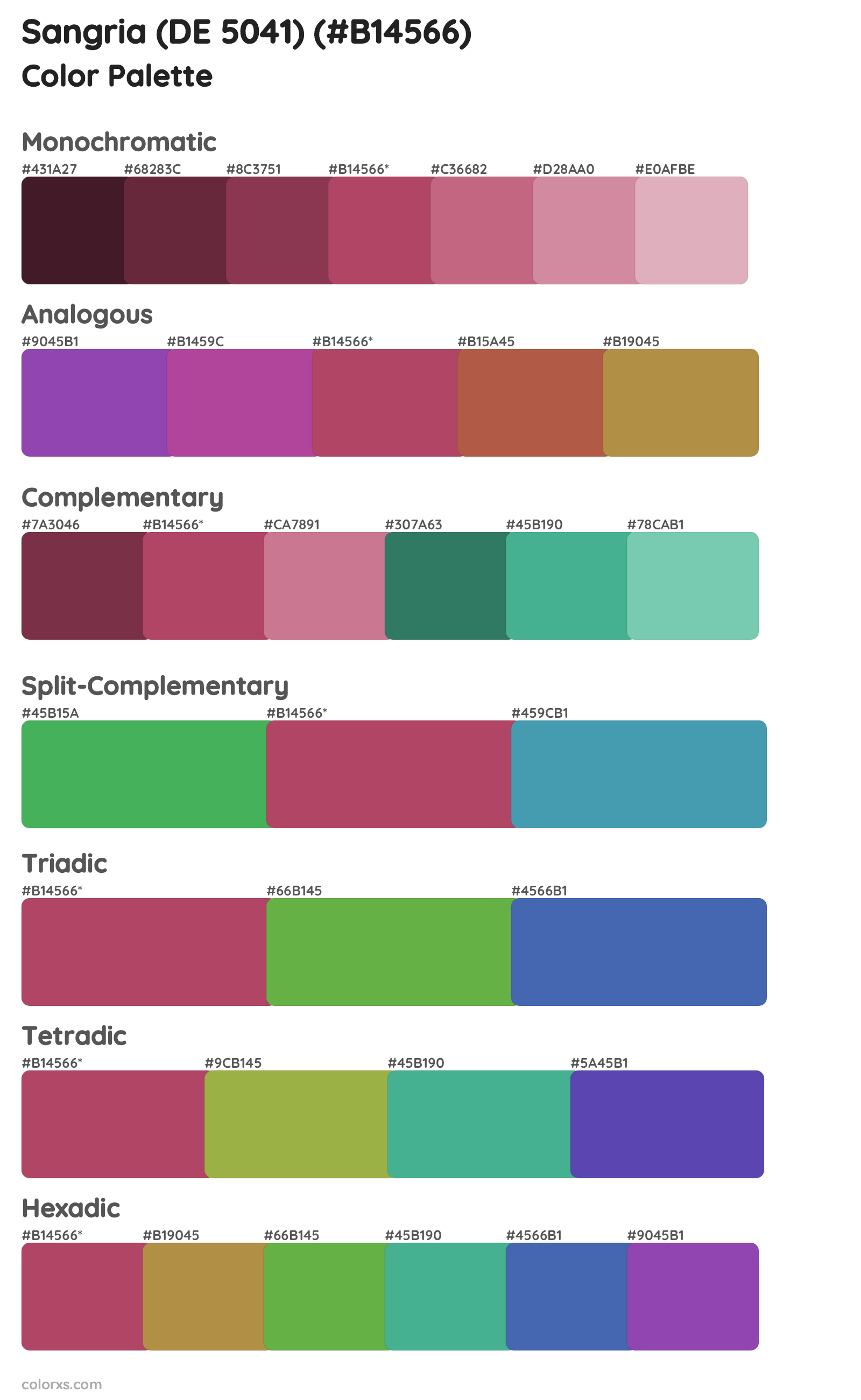 Sangria (DE 5041) Color Scheme Palettes