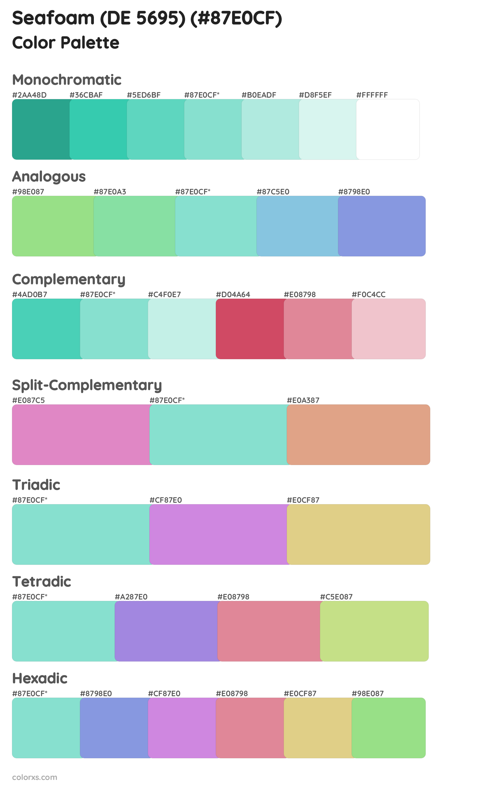 Seafoam (DE 5695) Color Scheme Palettes