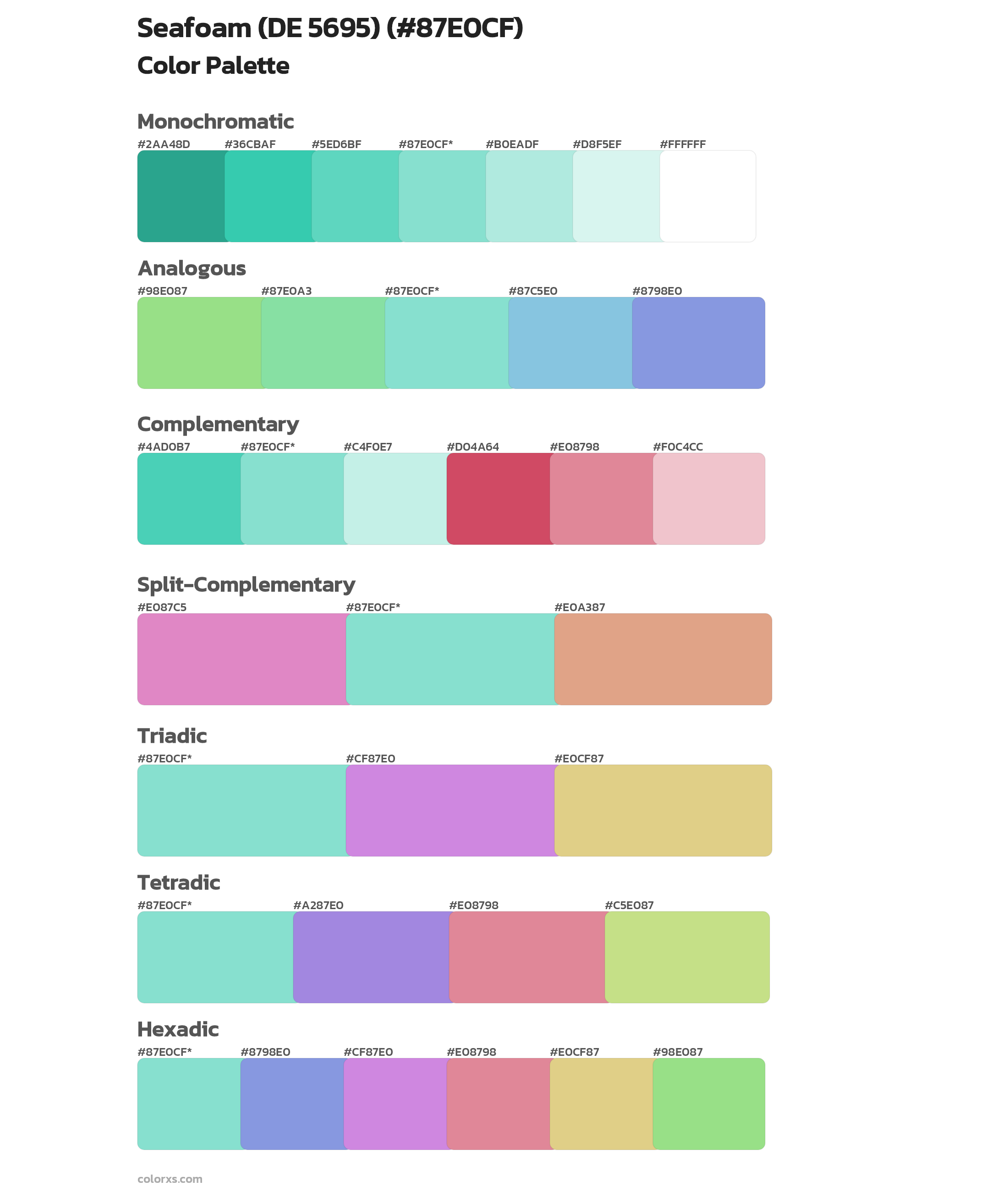 Seafoam (DE 5695) Color Scheme Palettes