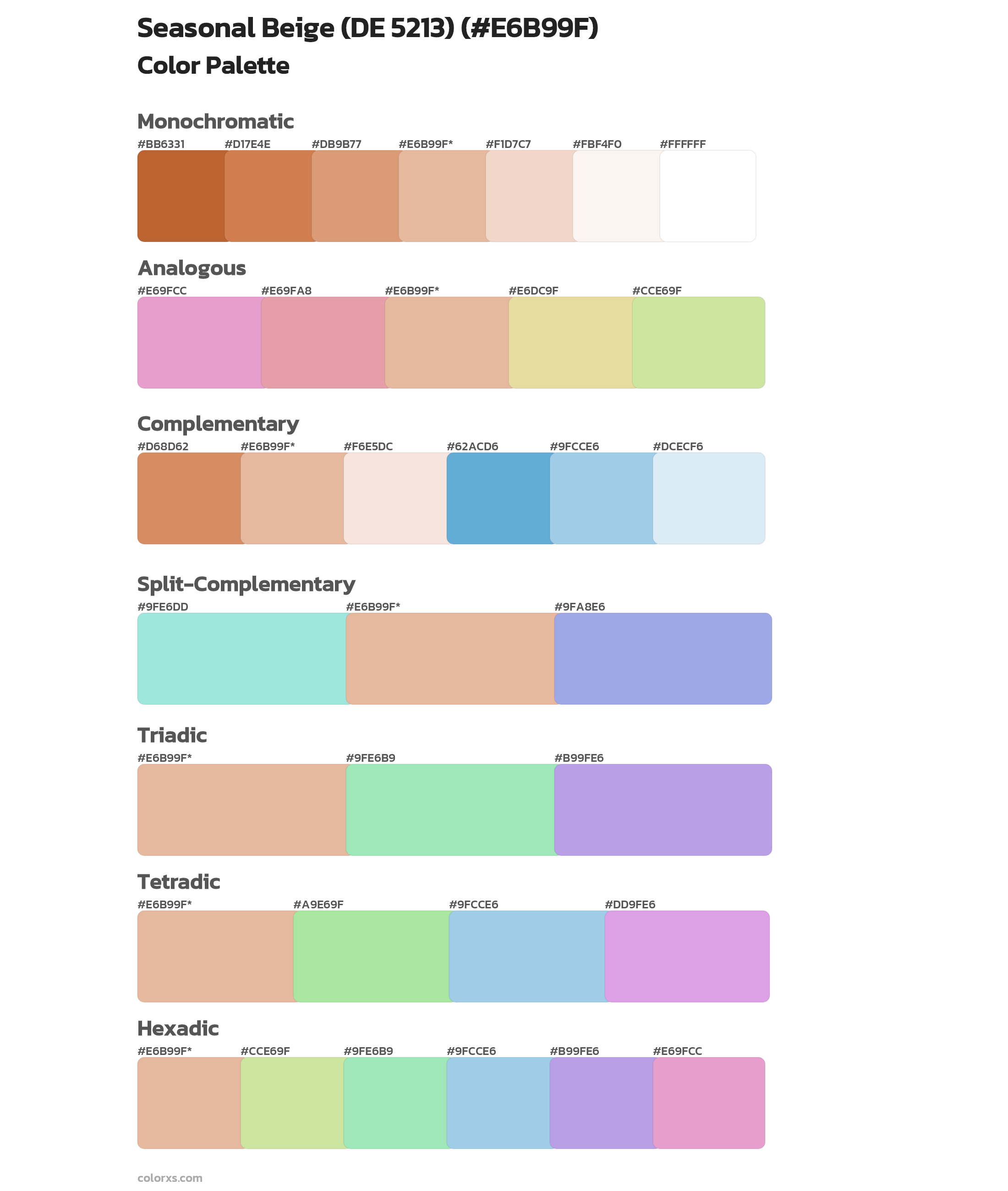 Seasonal Beige (DE 5213) Color Scheme Palettes
