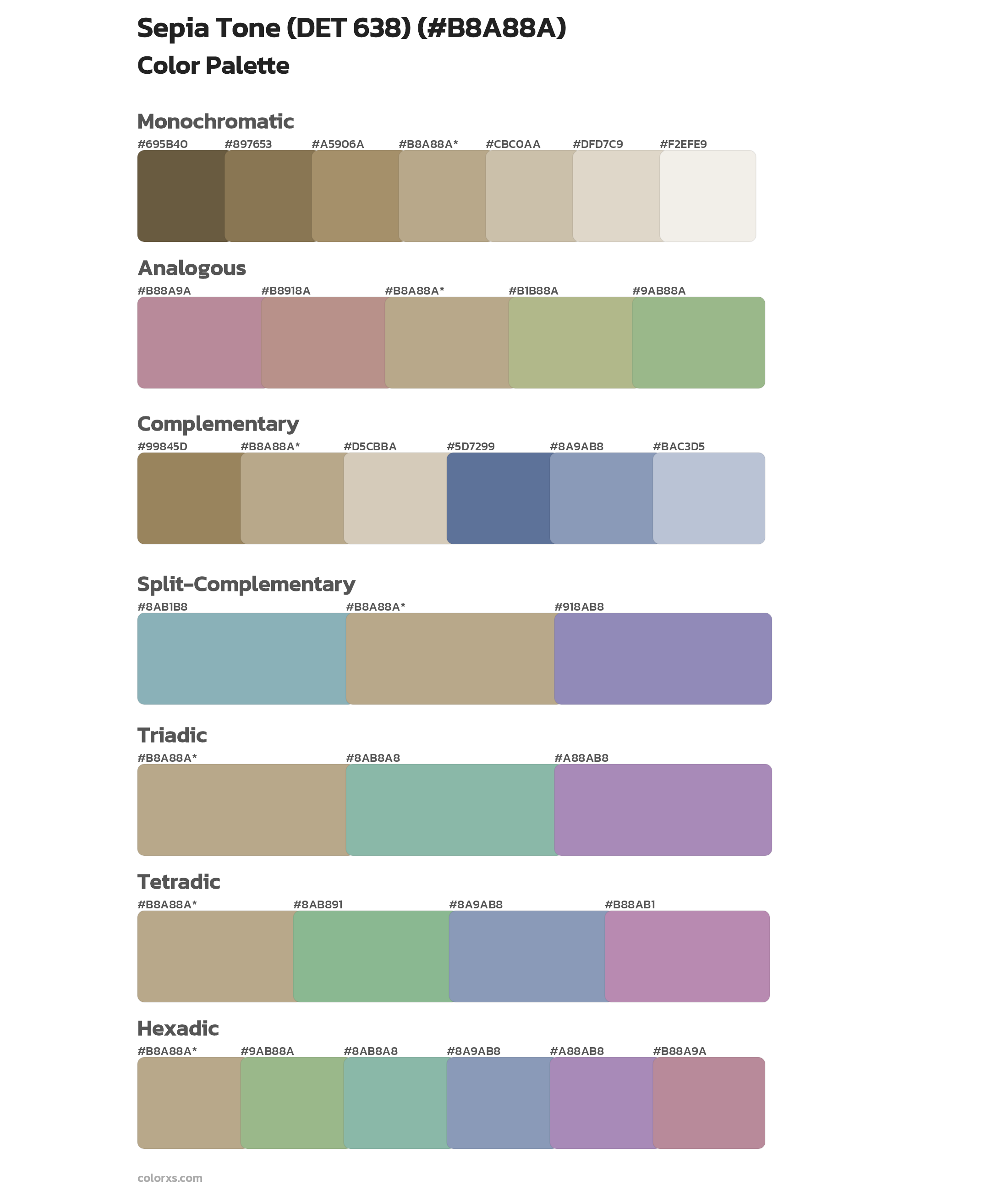 Sepia Tone (DET 638) Color Scheme Palettes