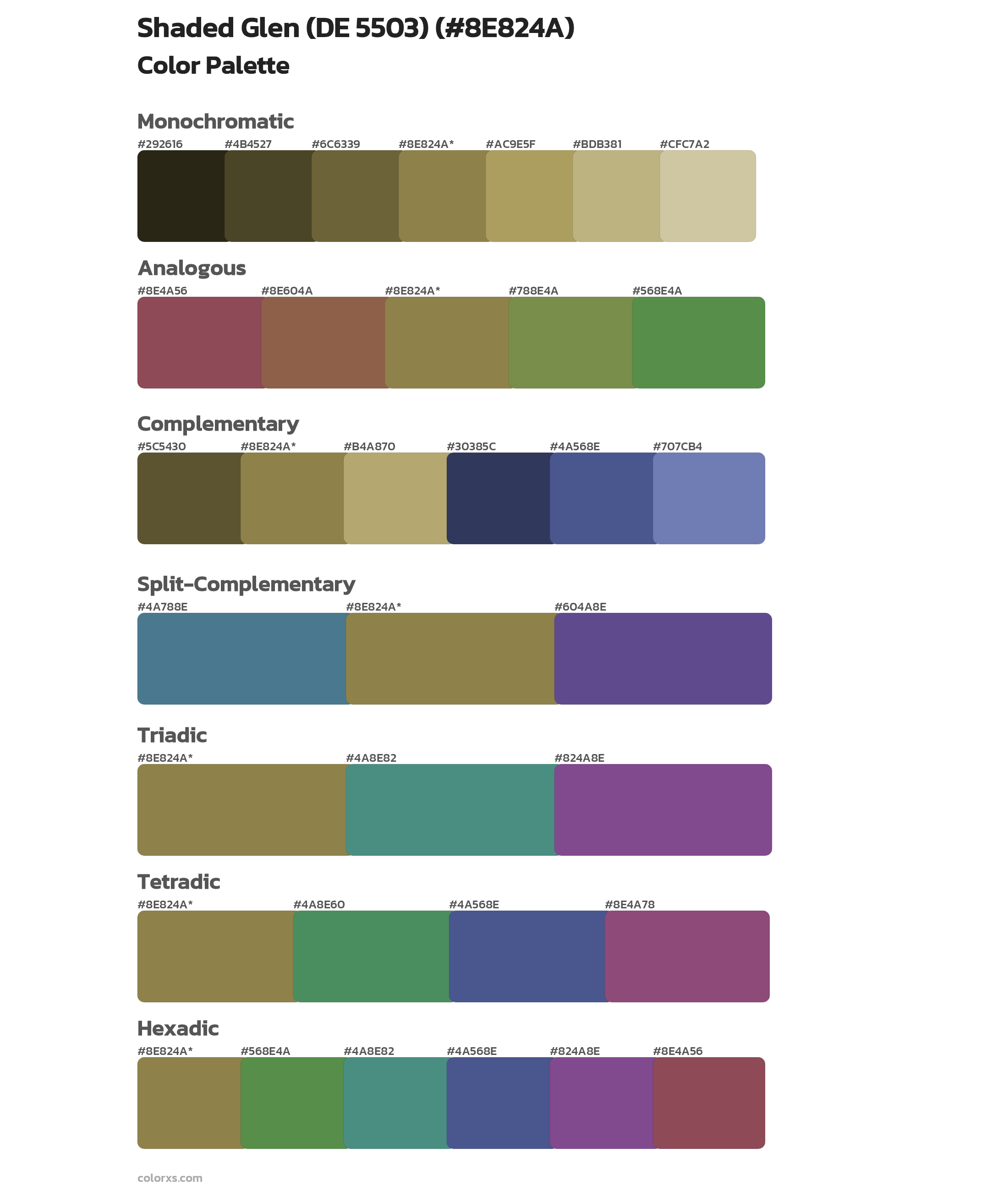 Shaded Glen (DE 5503) Color Scheme Palettes