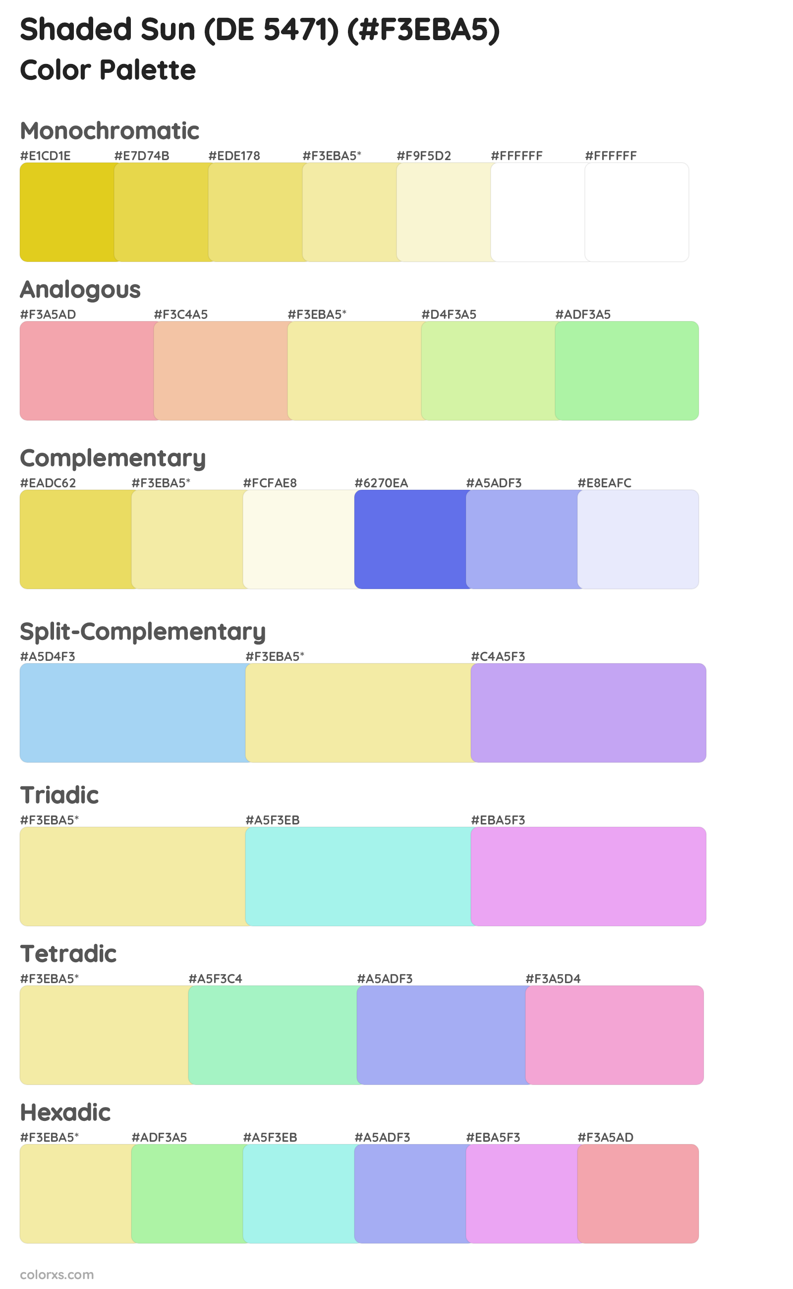 Shaded Sun (DE 5471) Color Scheme Palettes