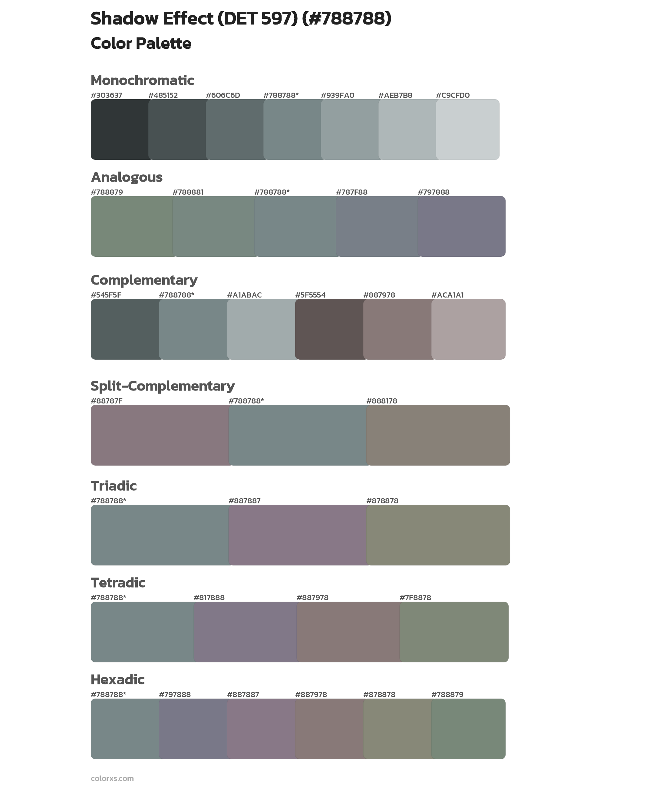 Shadow Effect (DET 597) Color Scheme Palettes