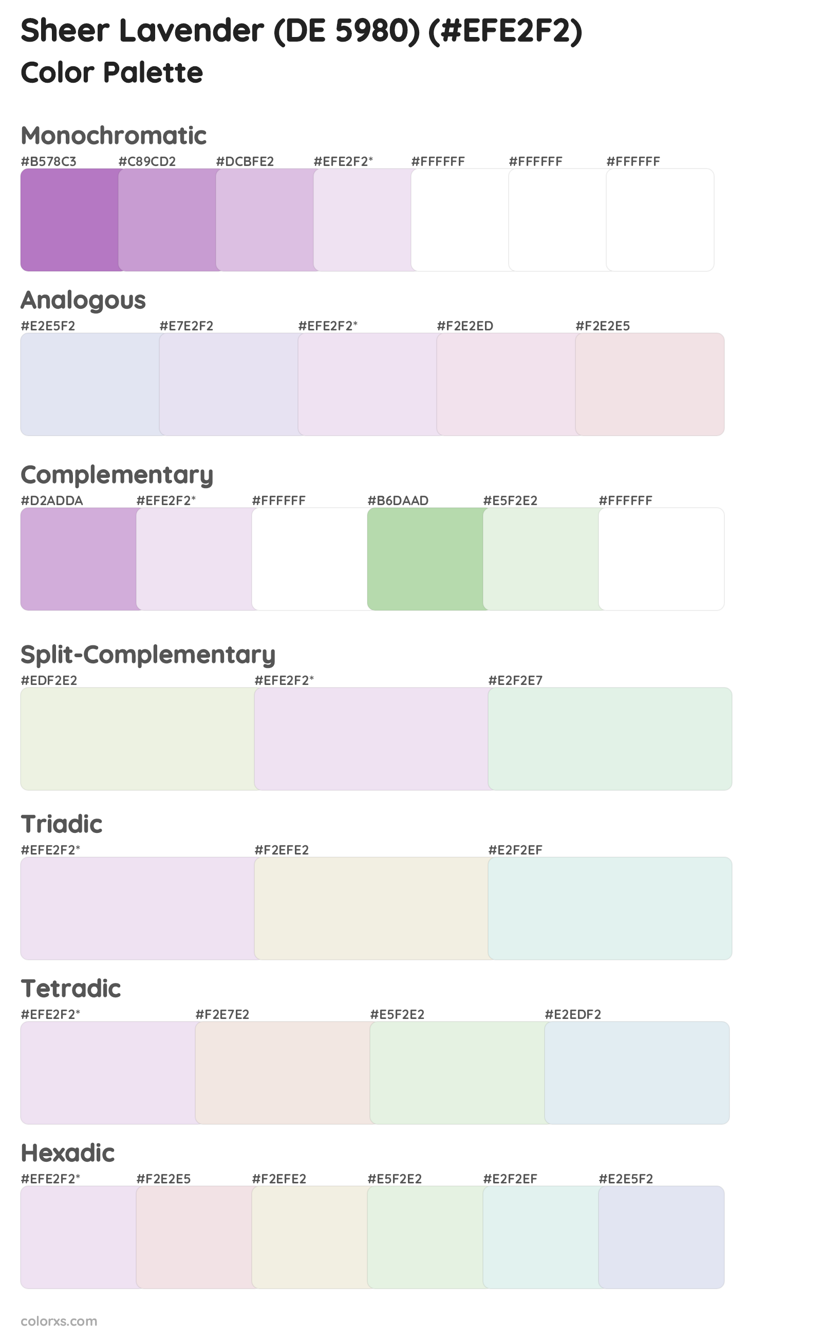Sheer Lavender (DE 5980) Color Scheme Palettes