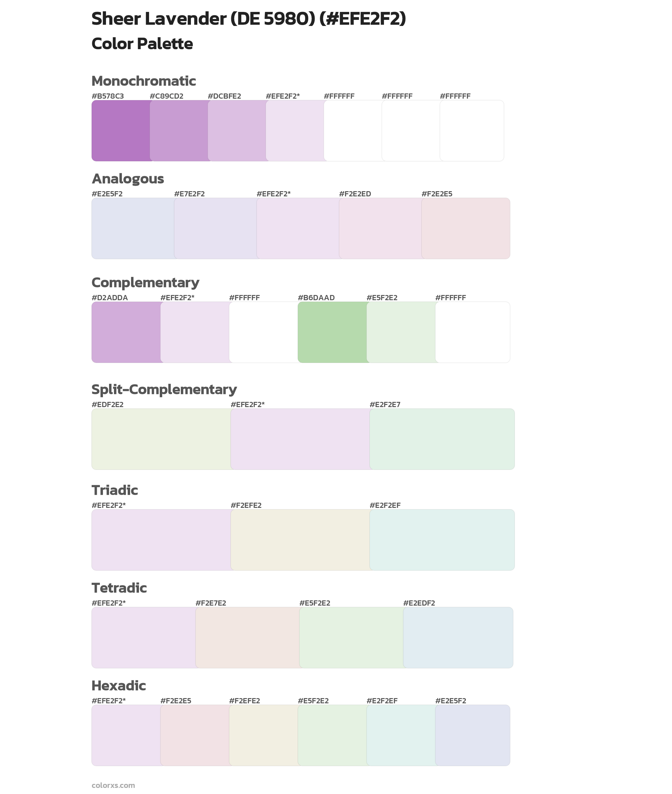 Sheer Lavender (DE 5980) Color Scheme Palettes