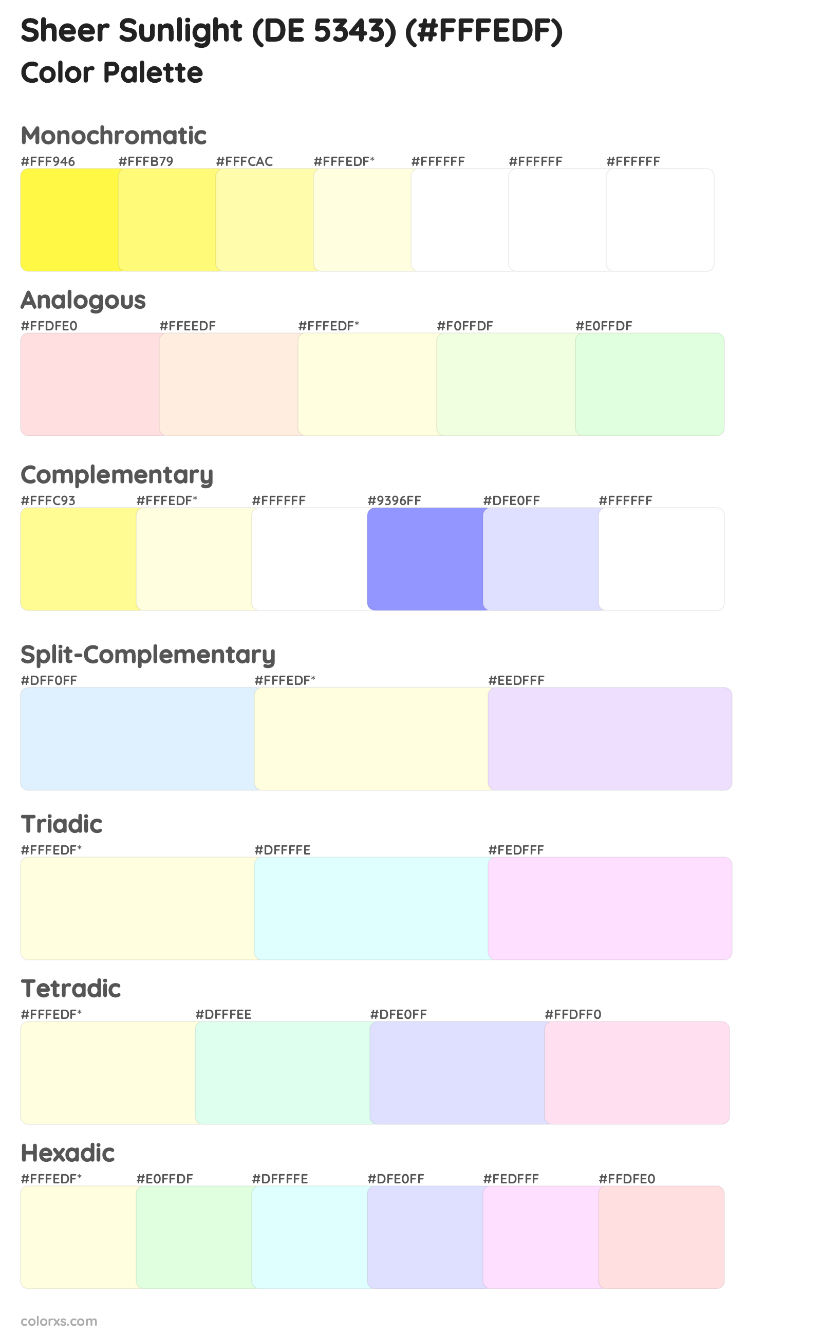 Sheer Sunlight (DE 5343) Color Scheme Palettes