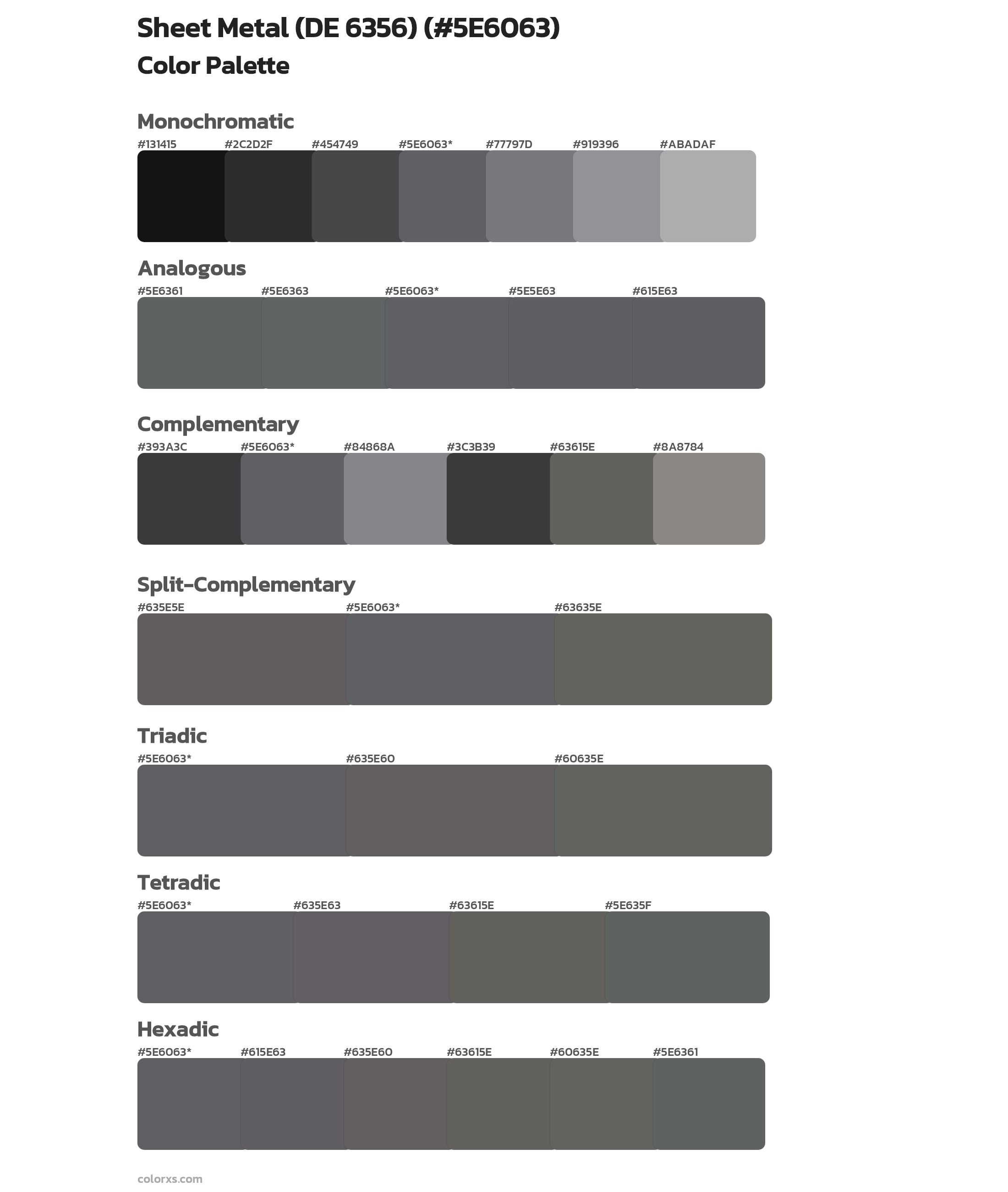 Sheet Metal (DE 6356) Color Scheme Palettes