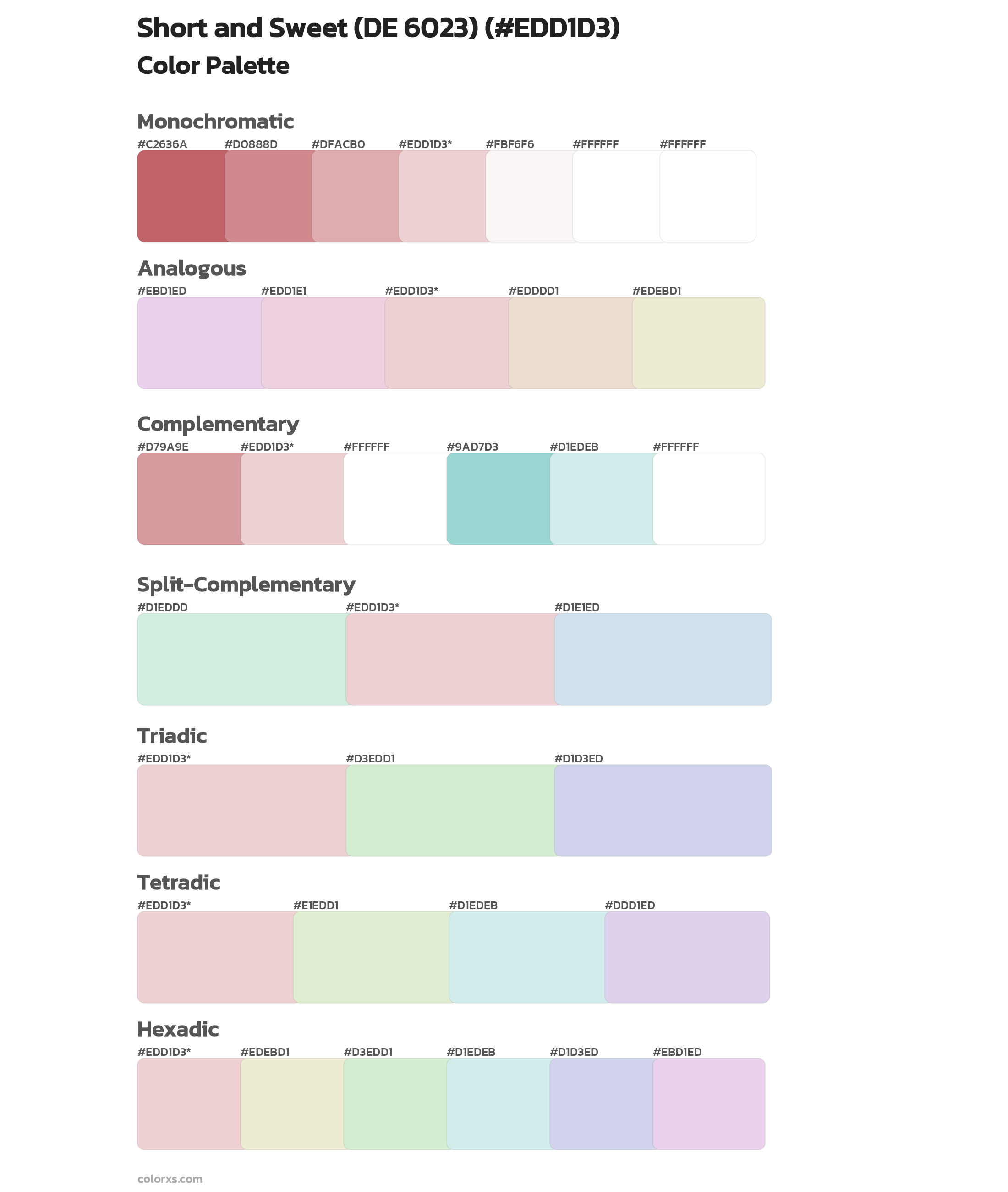 Short and Sweet (DE 6023) Color Scheme Palettes