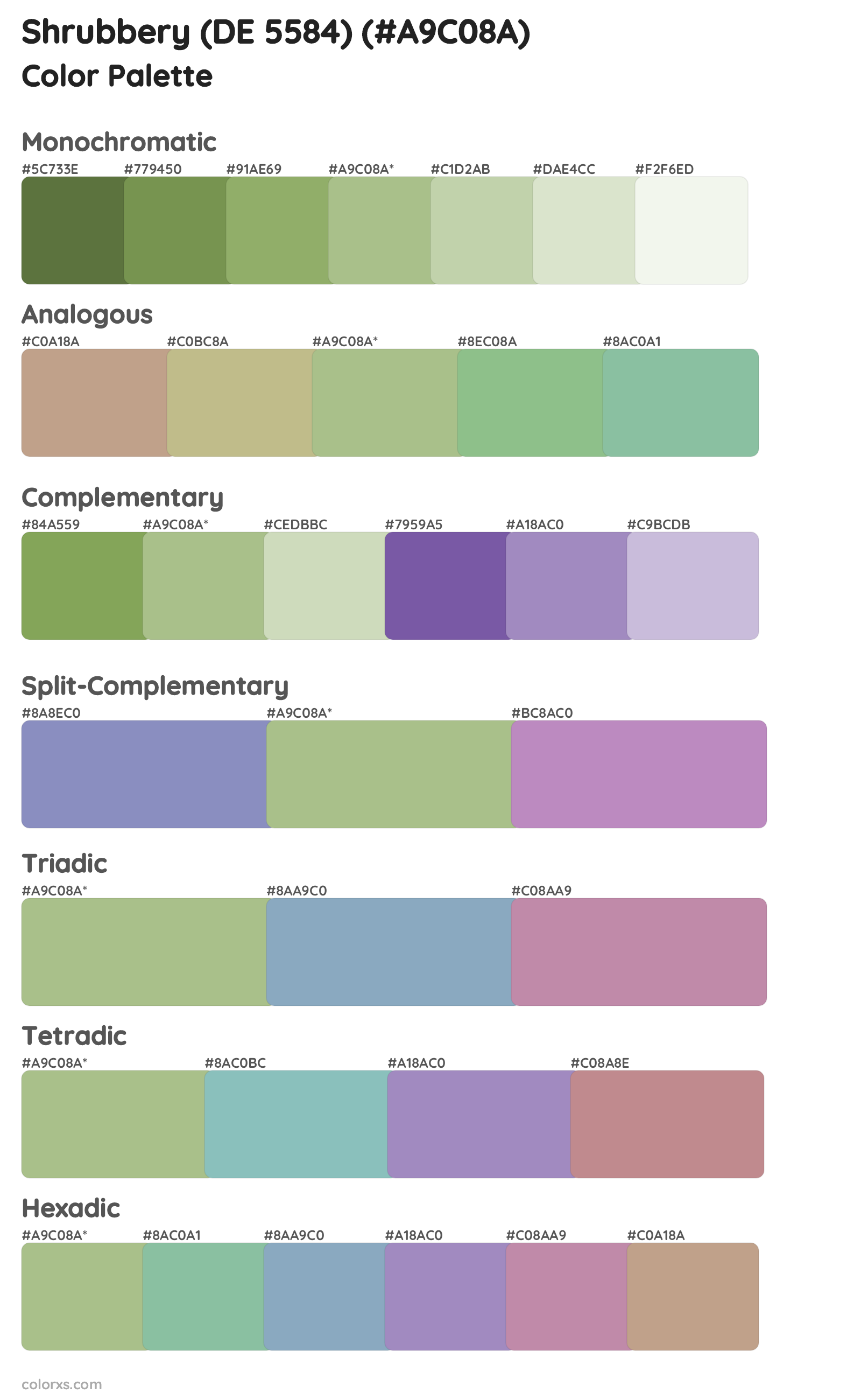 Shrubbery (DE 5584) Color Scheme Palettes