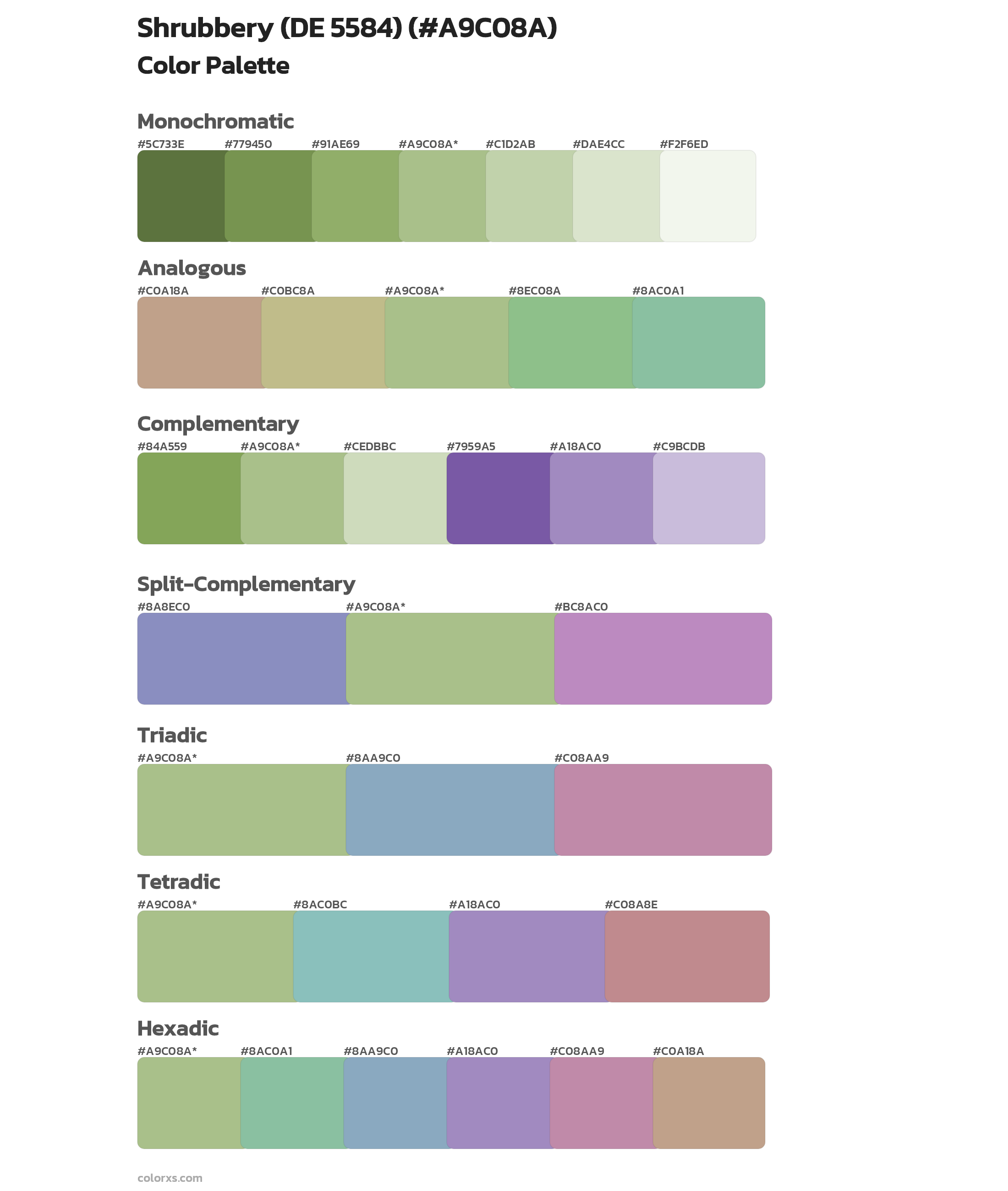 Shrubbery (DE 5584) Color Scheme Palettes