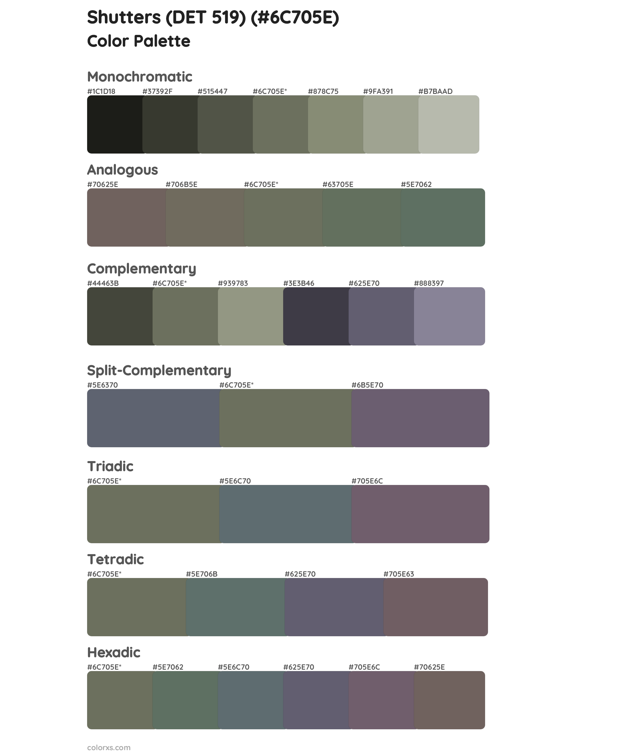 Shutters (DET 519) Color Scheme Palettes