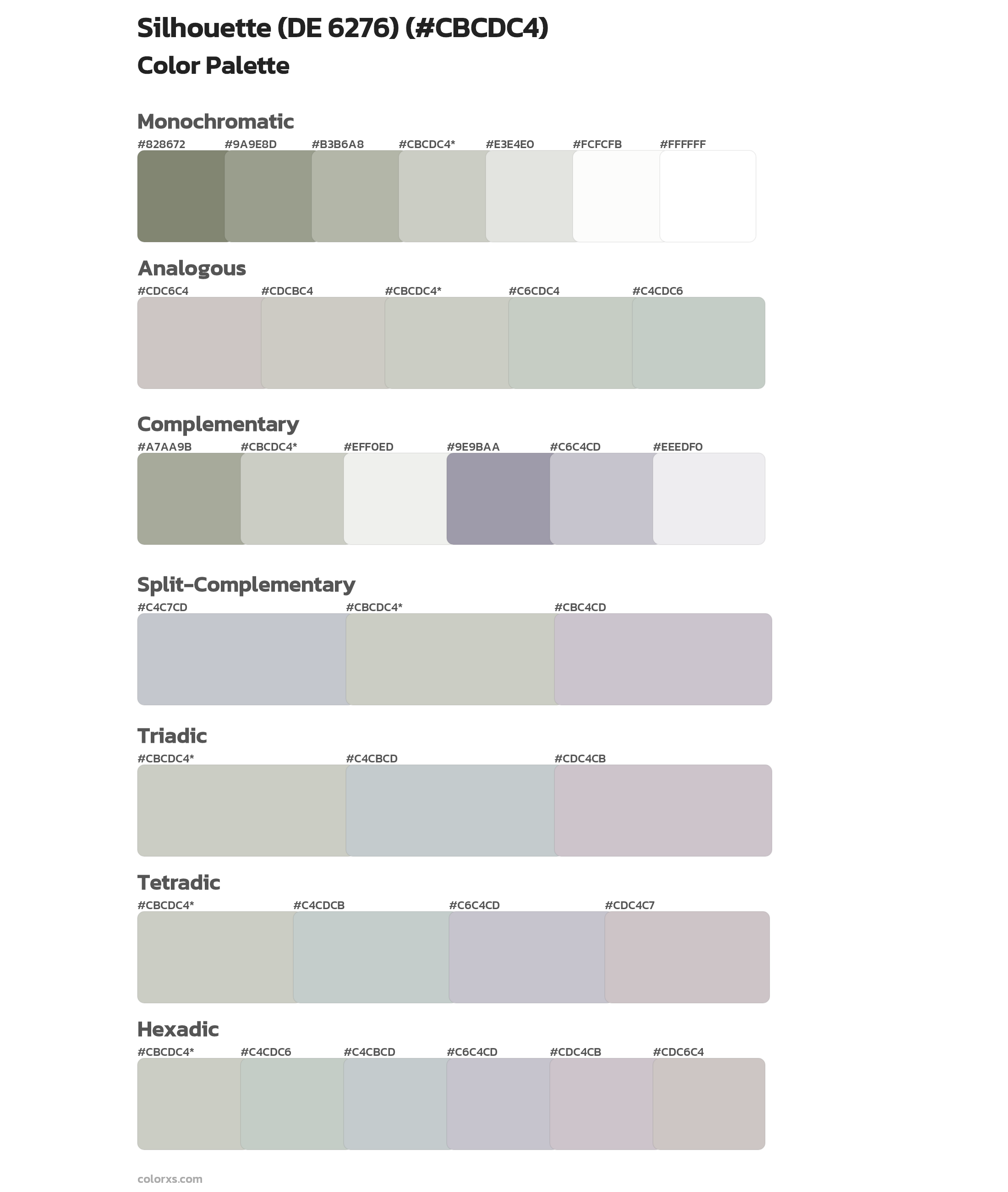 Silhouette (DE 6276) Color Scheme Palettes