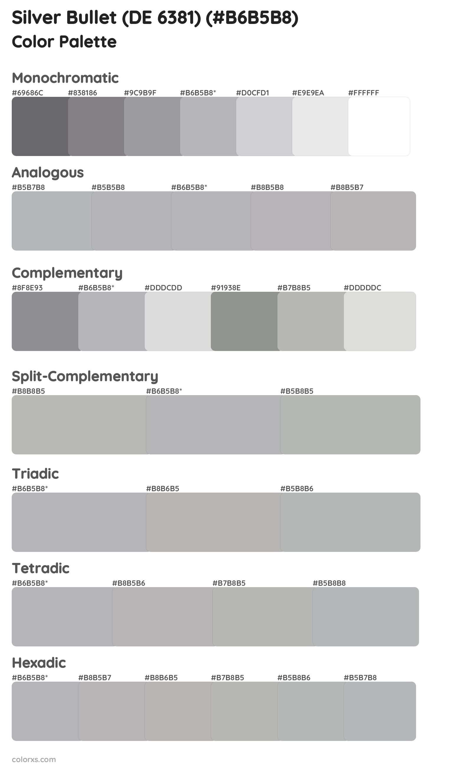 Silver Bullet (DE 6381) Color Scheme Palettes