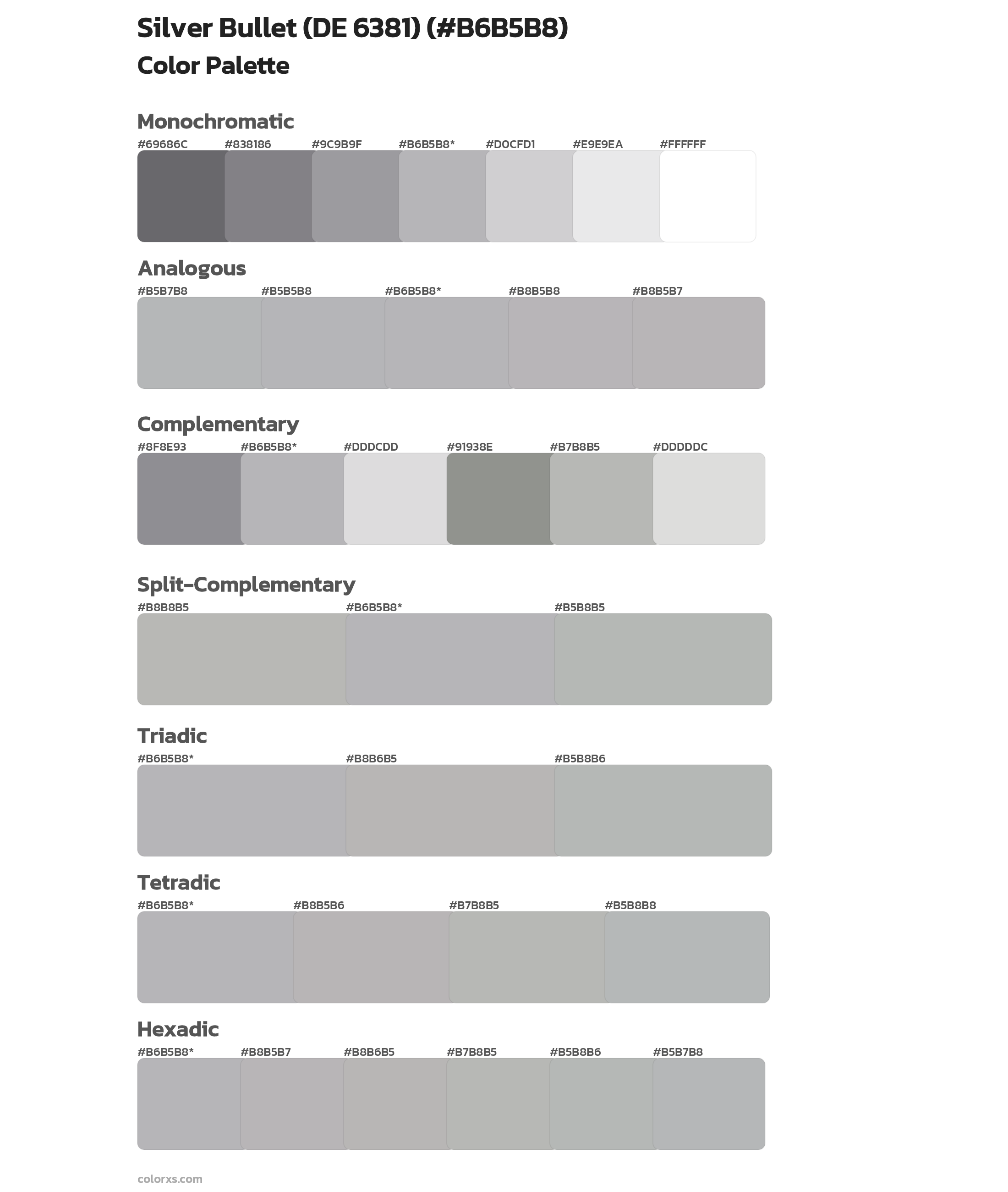 Silver Bullet (DE 6381) Color Scheme Palettes