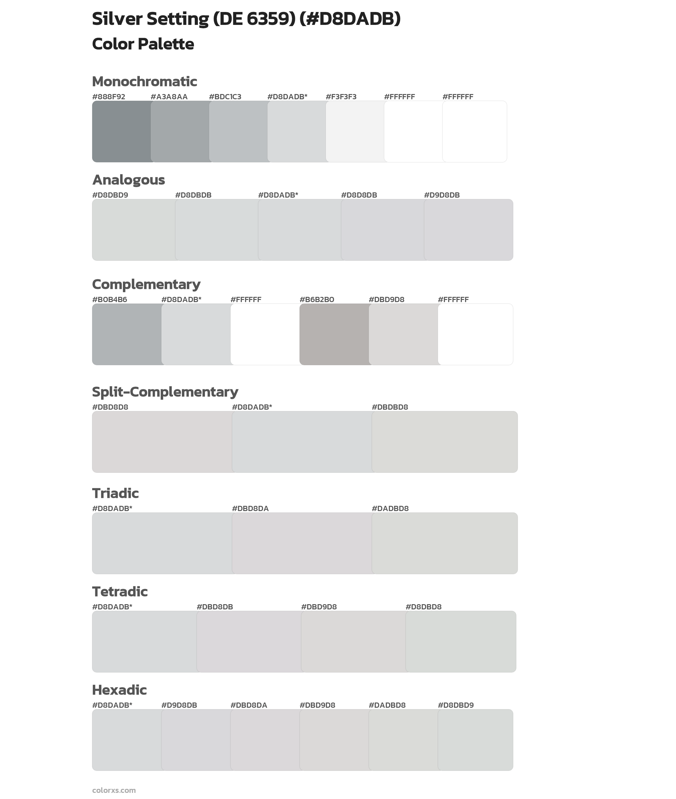 Silver Setting (DE 6359) Color Scheme Palettes
