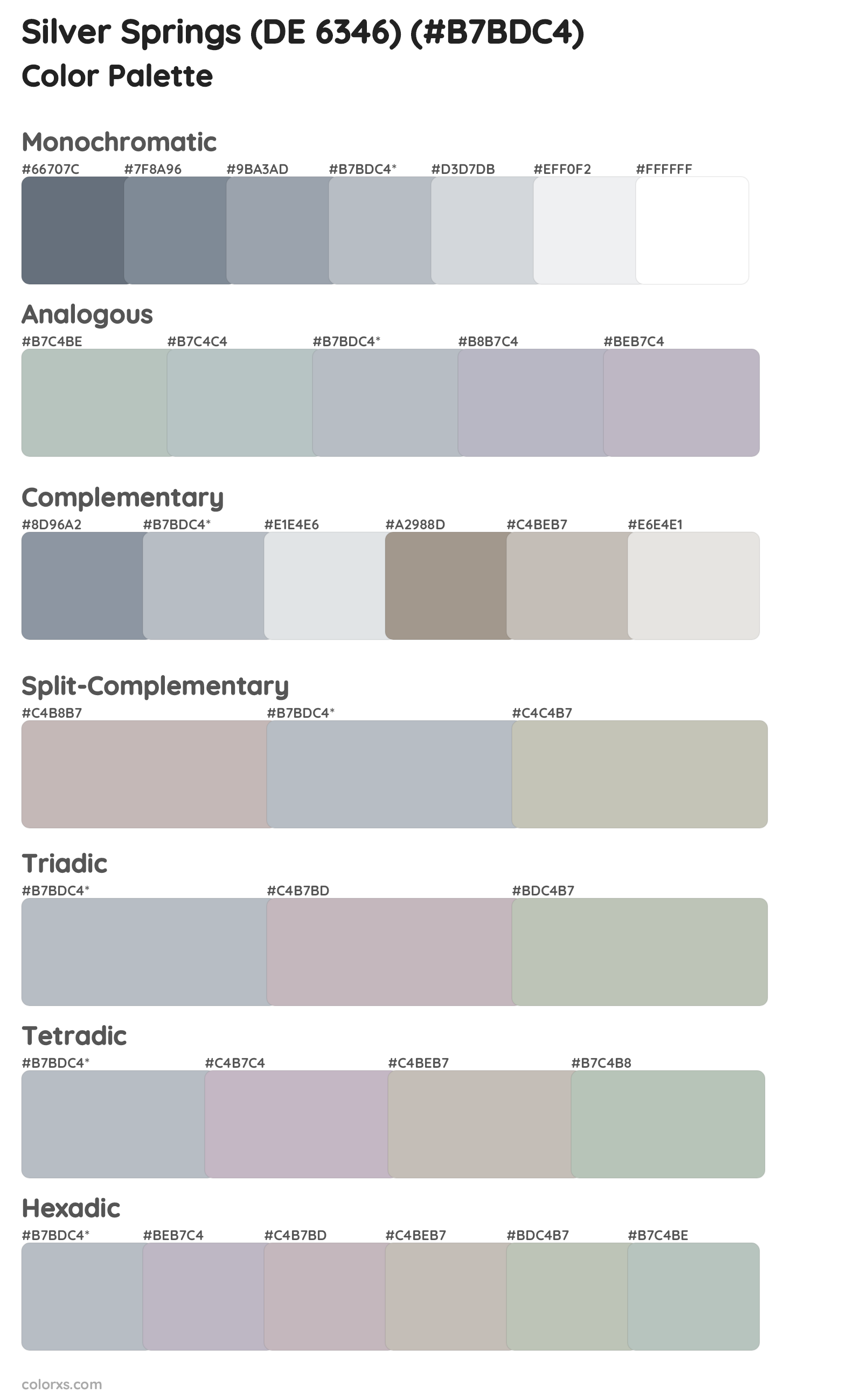 Silver Springs (DE 6346) Color Scheme Palettes