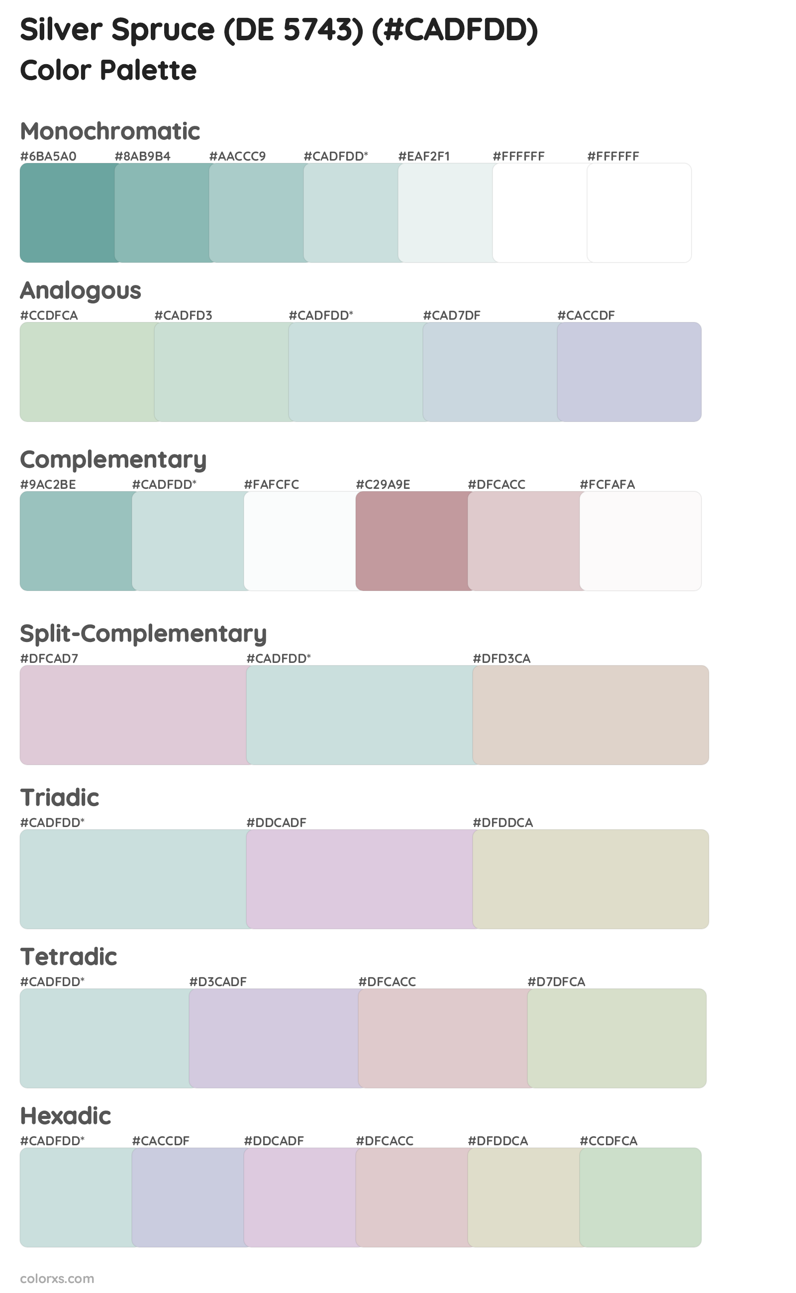 Silver Spruce (DE 5743) Color Scheme Palettes