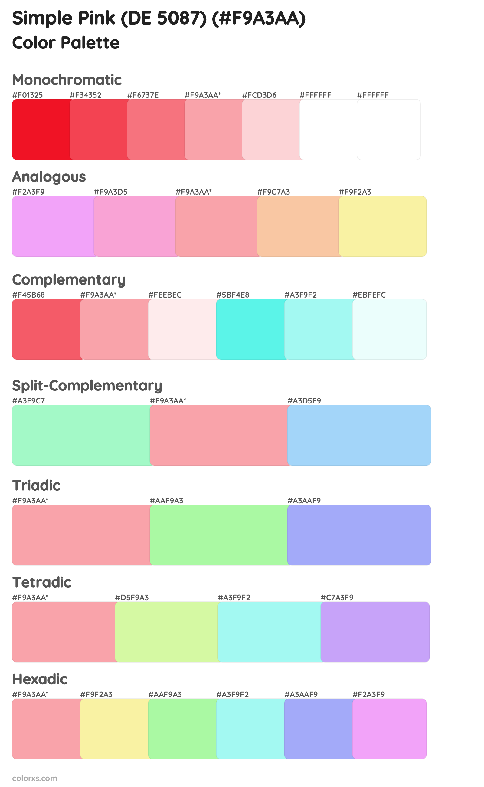 Simple Pink (DE 5087) Color Scheme Palettes