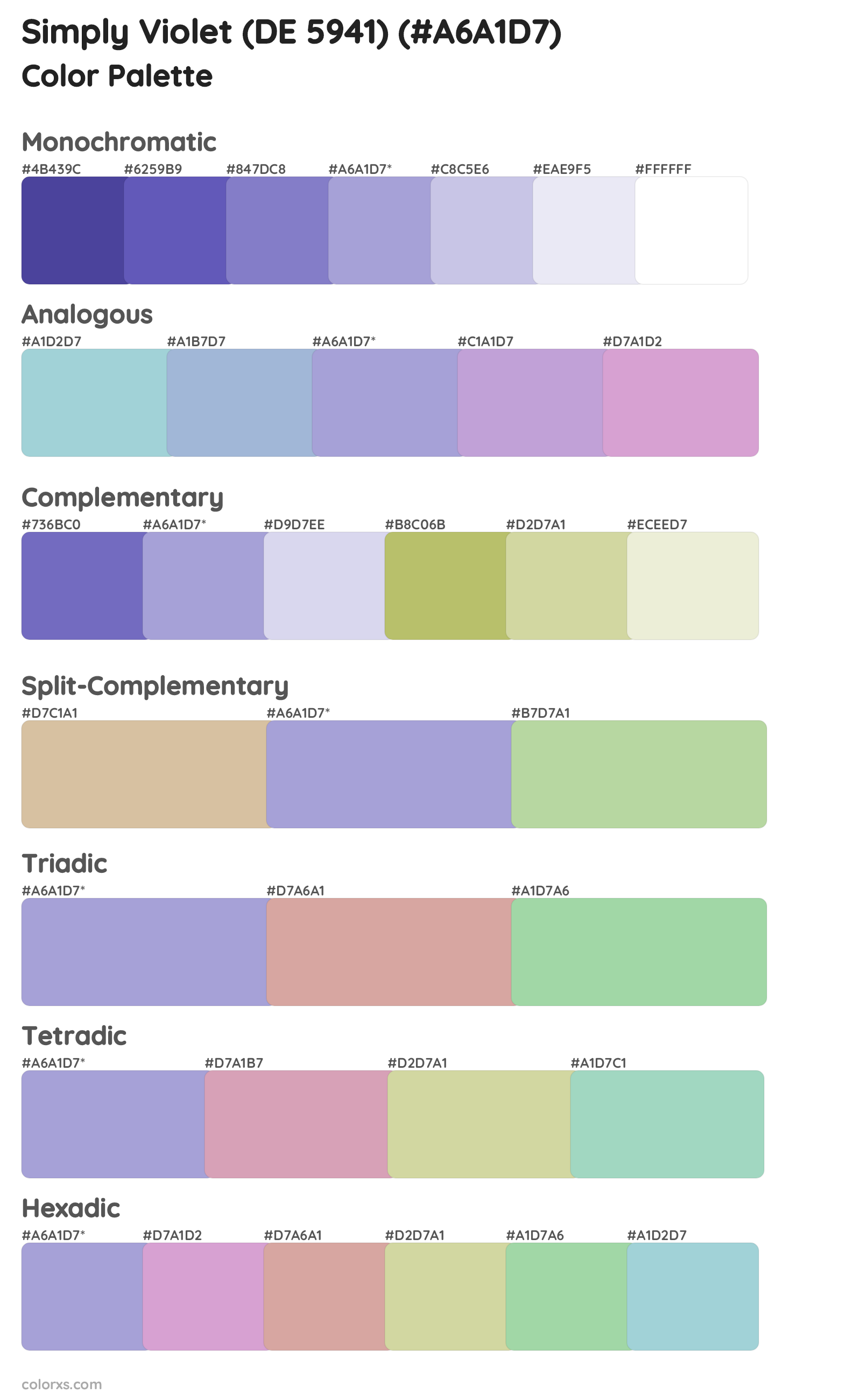 Simply Violet (DE 5941) Color Scheme Palettes