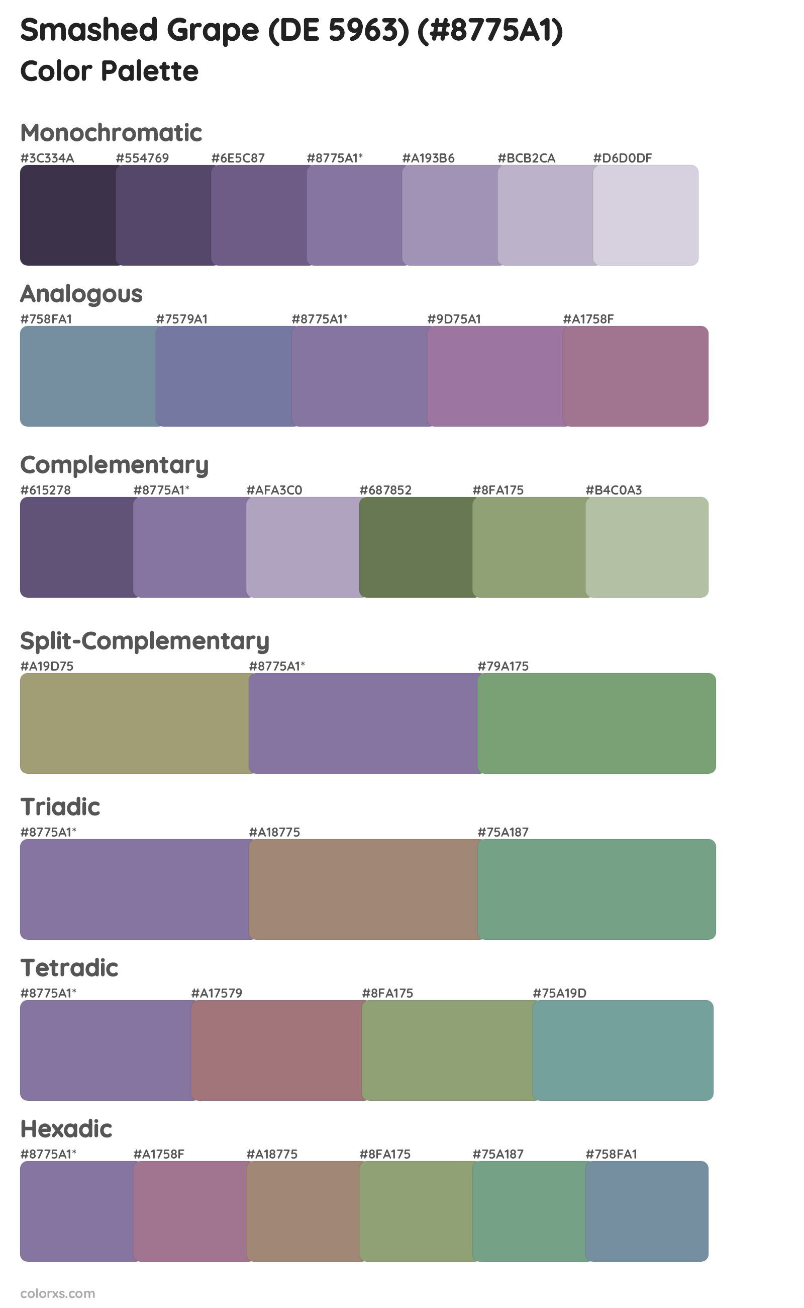 Smashed Grape (DE 5963) Color Scheme Palettes