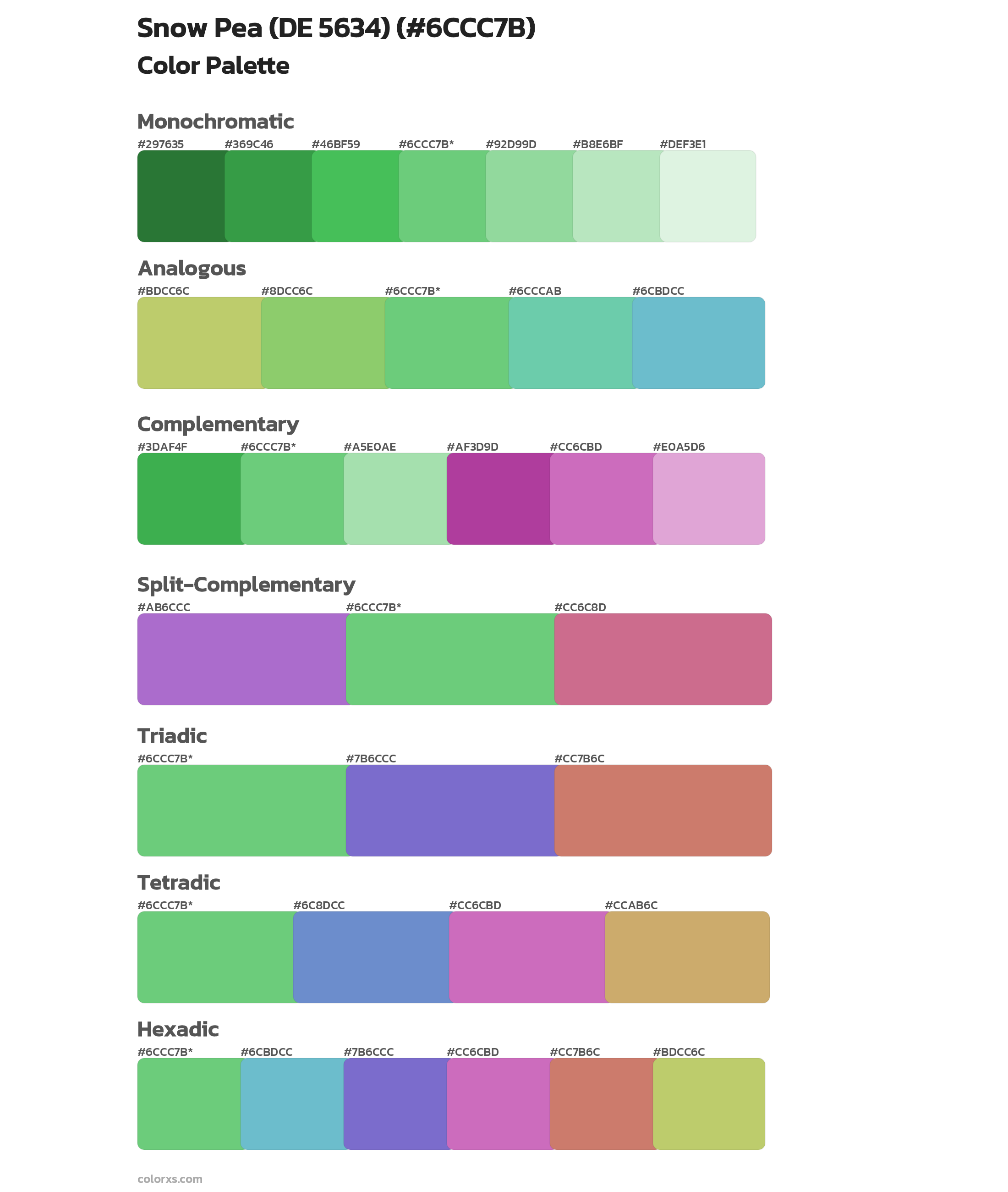 Snow Pea (DE 5634) Color Scheme Palettes