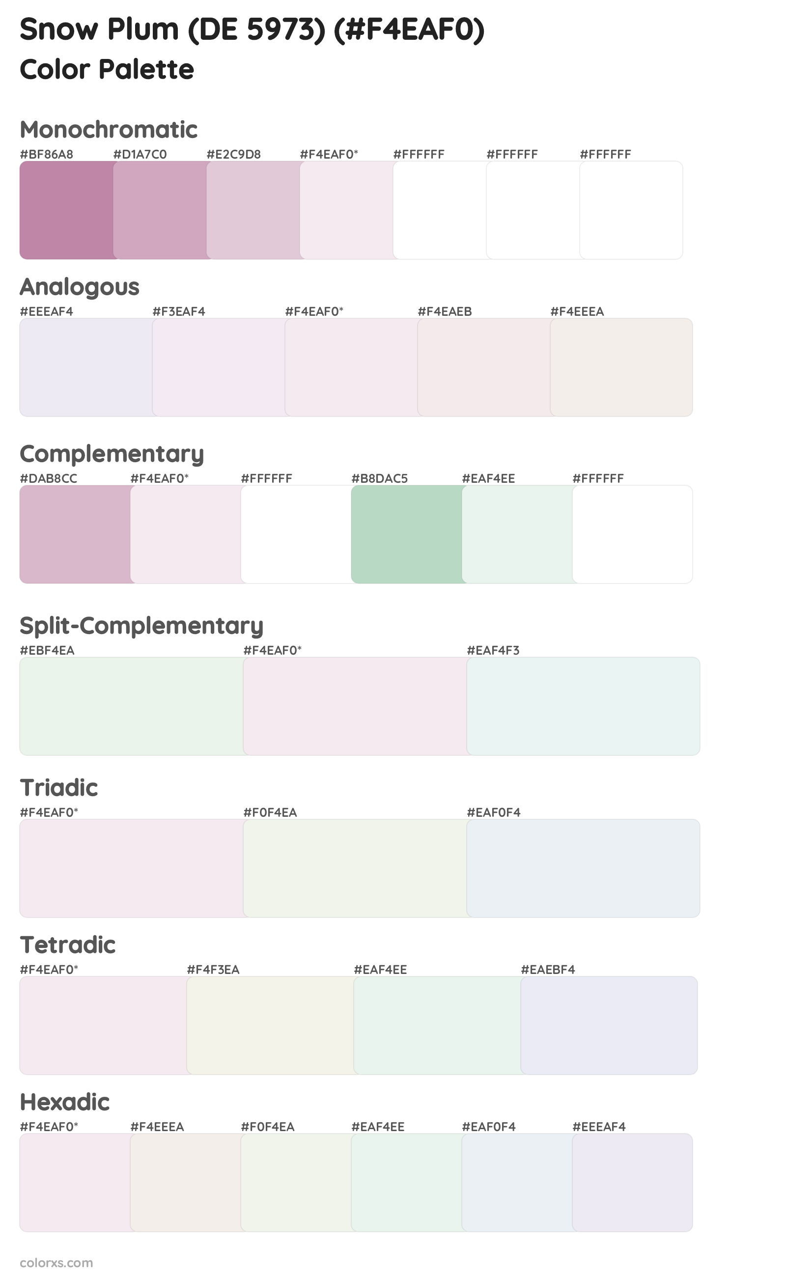 Snow Plum (DE 5973) Color Scheme Palettes