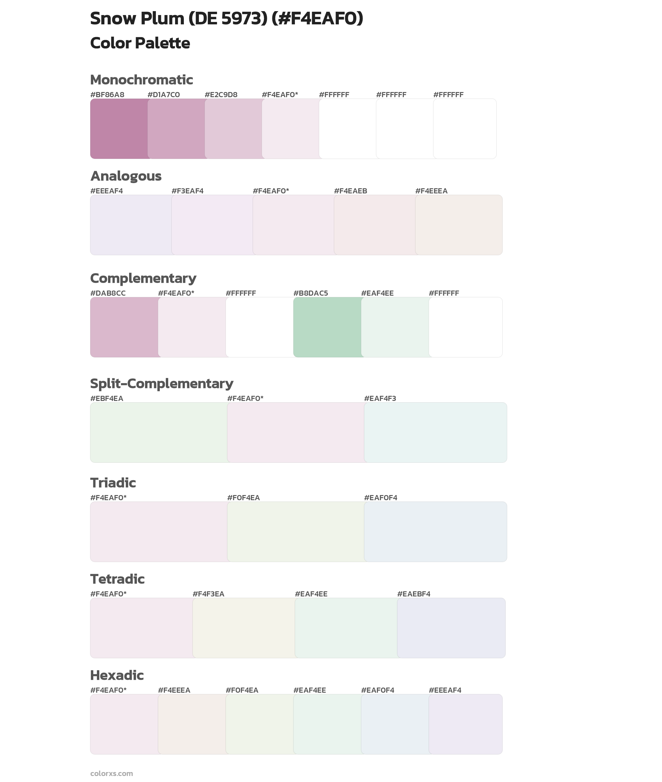 Snow Plum (DE 5973) Color Scheme Palettes