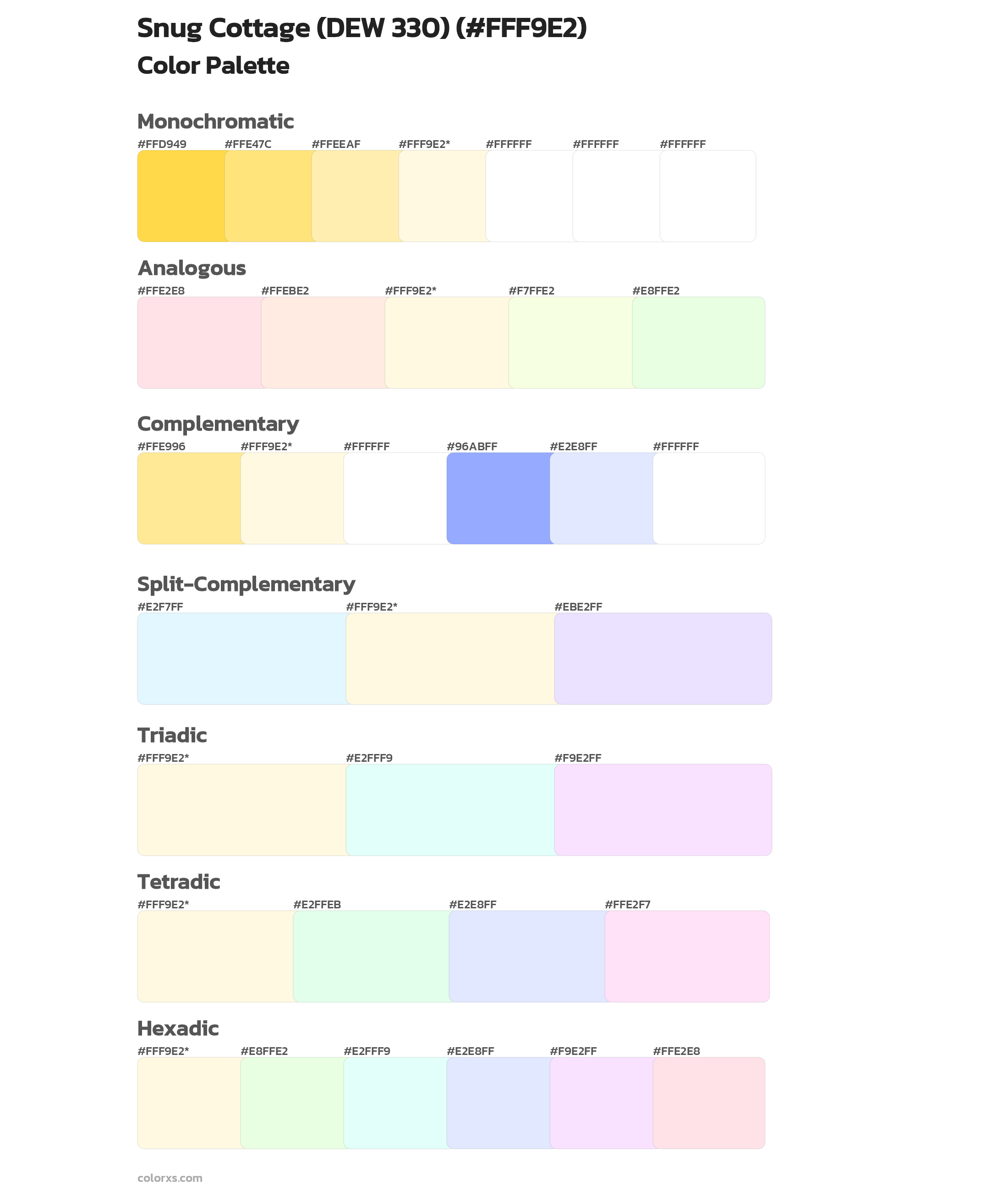 Snug Cottage (DEW 330) Color Scheme Palettes