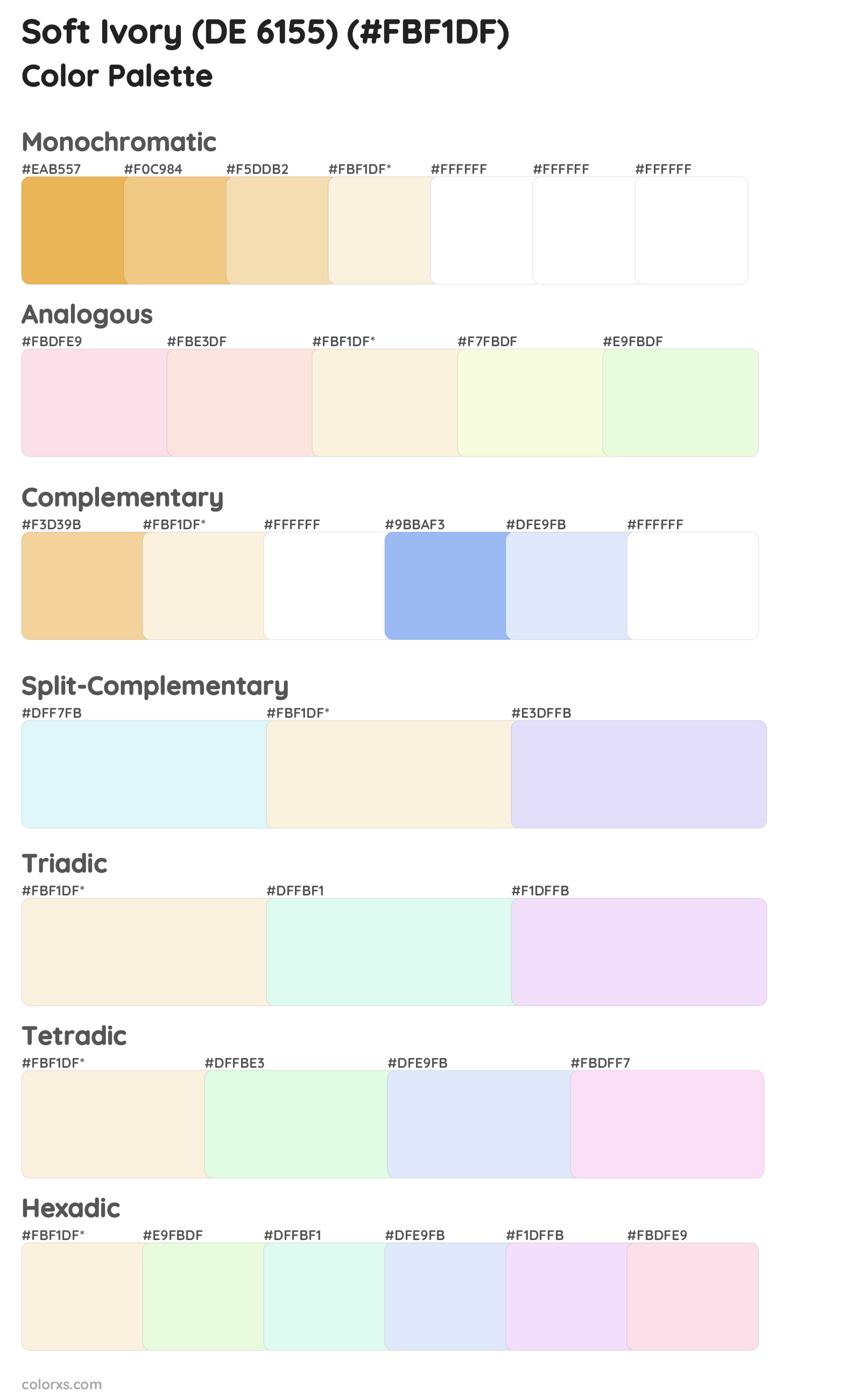 Soft Ivory (DE 6155) Color Scheme Palettes