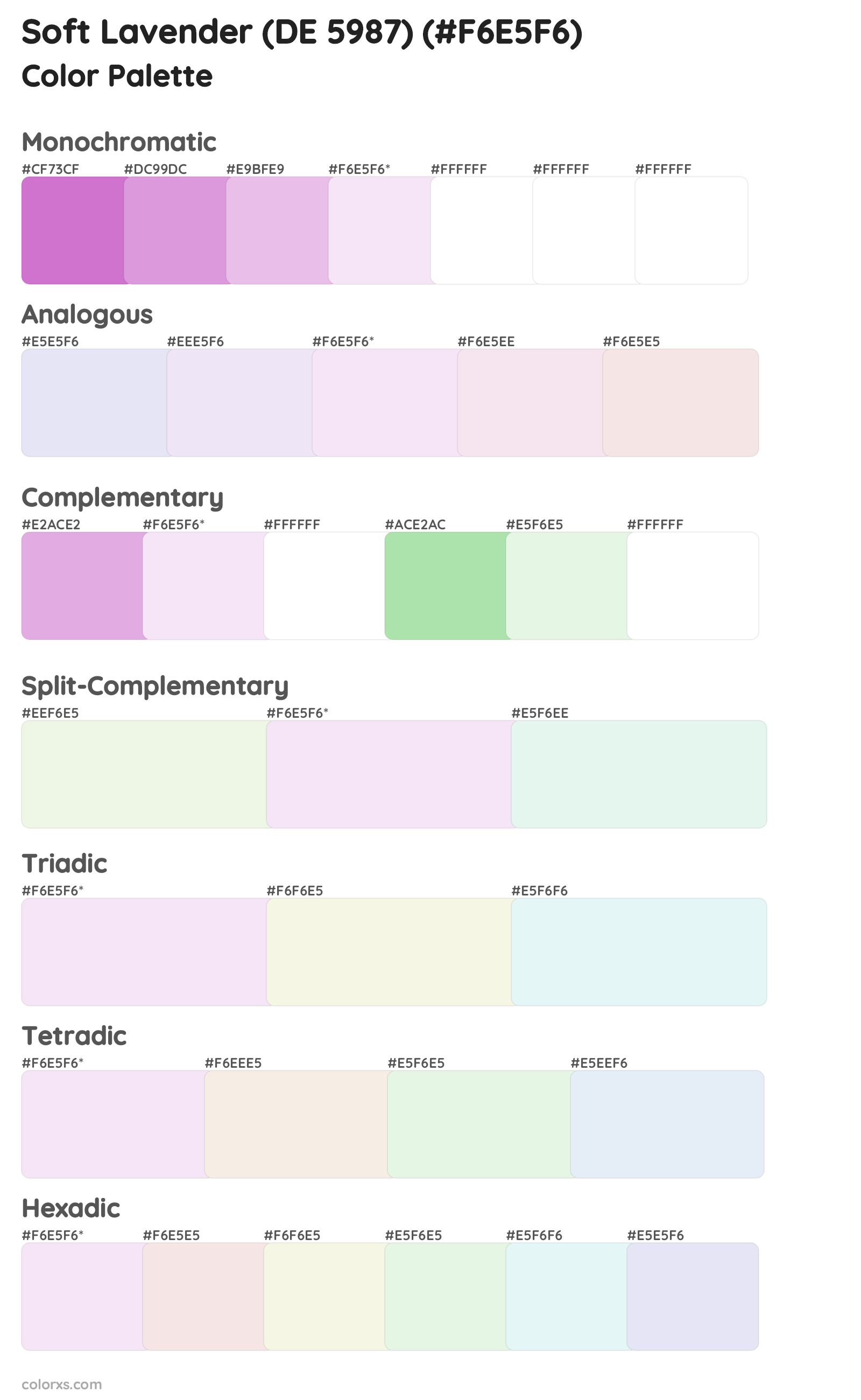 Soft Lavender (DE 5987) Color Scheme Palettes
