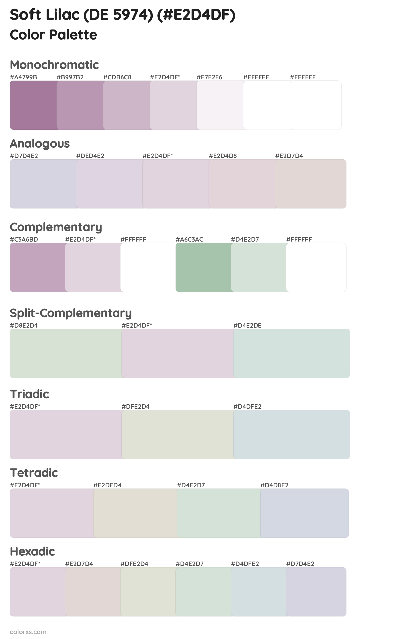 Soft Lilac (DE 5974) Color Scheme Palettes