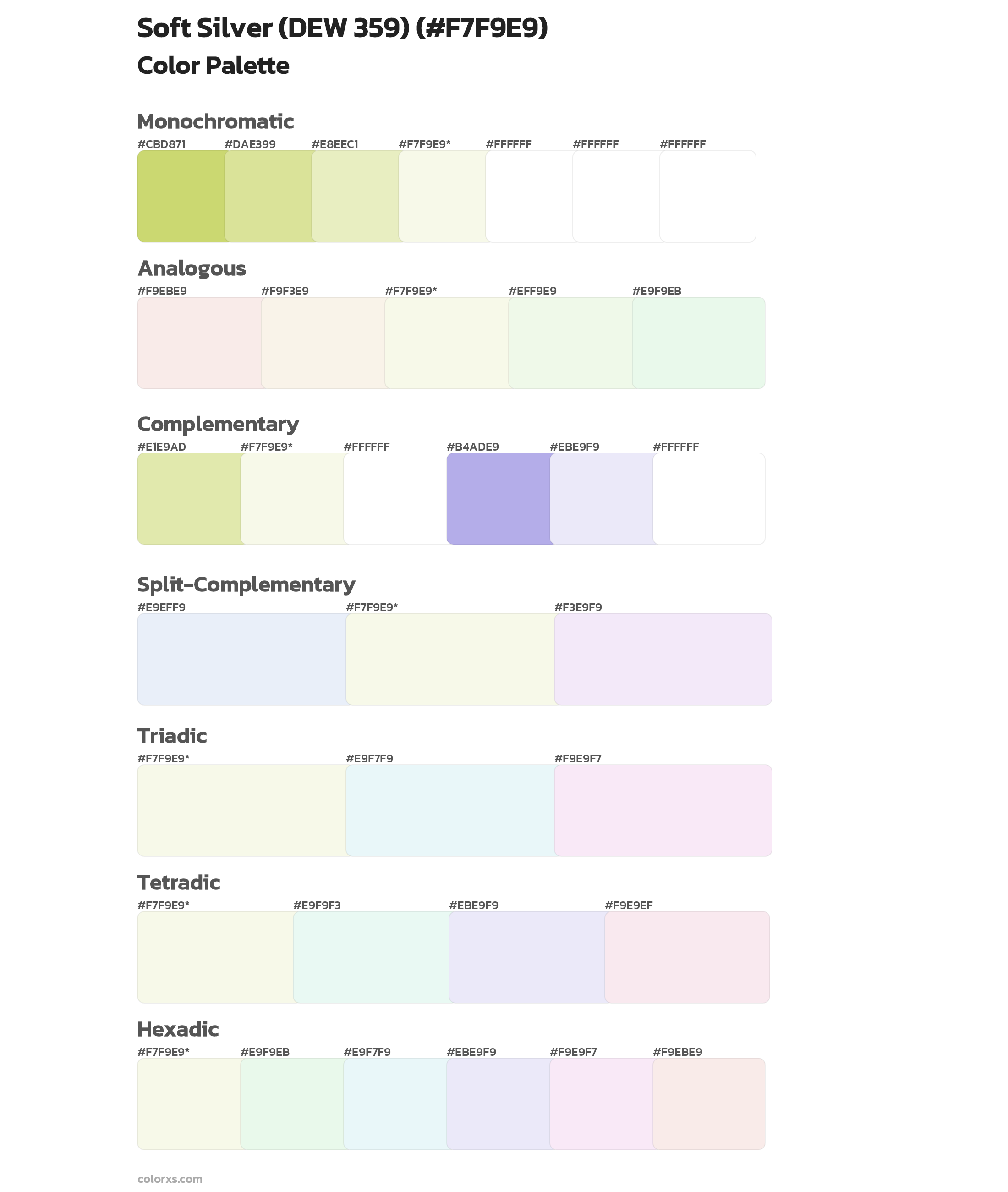 Soft Silver (DEW 359) Color Scheme Palettes